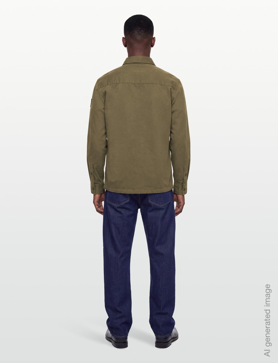 Belstaff - OUTPOST SHIRT COTTON HERRINGBONE Pale Stone - vabaajasärgid - khaki green - 4
