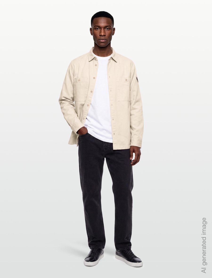 Belstaff - OUTPOST SHIRT COTTON HERRINGBONE Pale Stone - casual hemden - pale stone - 0