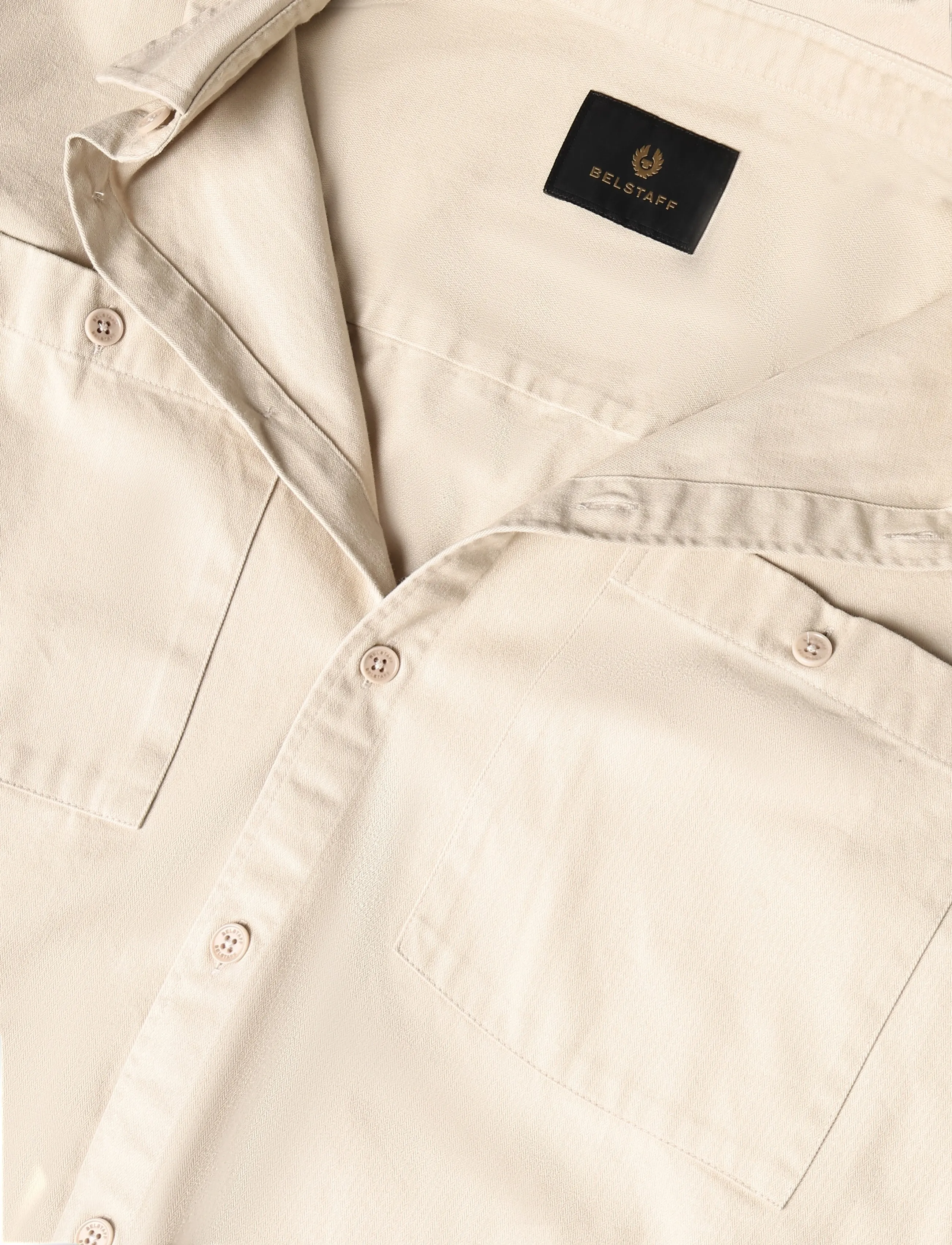 Belstaff - OUTPOST SHIRT COTTON HERRINGBONE Pale Stone - casual shirts - pale stone - 5