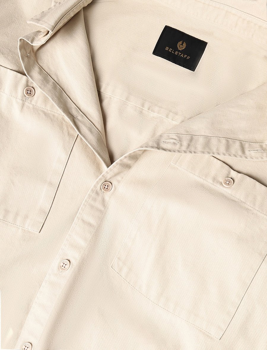 Belstaff - OUTPOST SHIRT COTTON HERRINGBONE Pale Stone - casual hemden - pale stone - 5