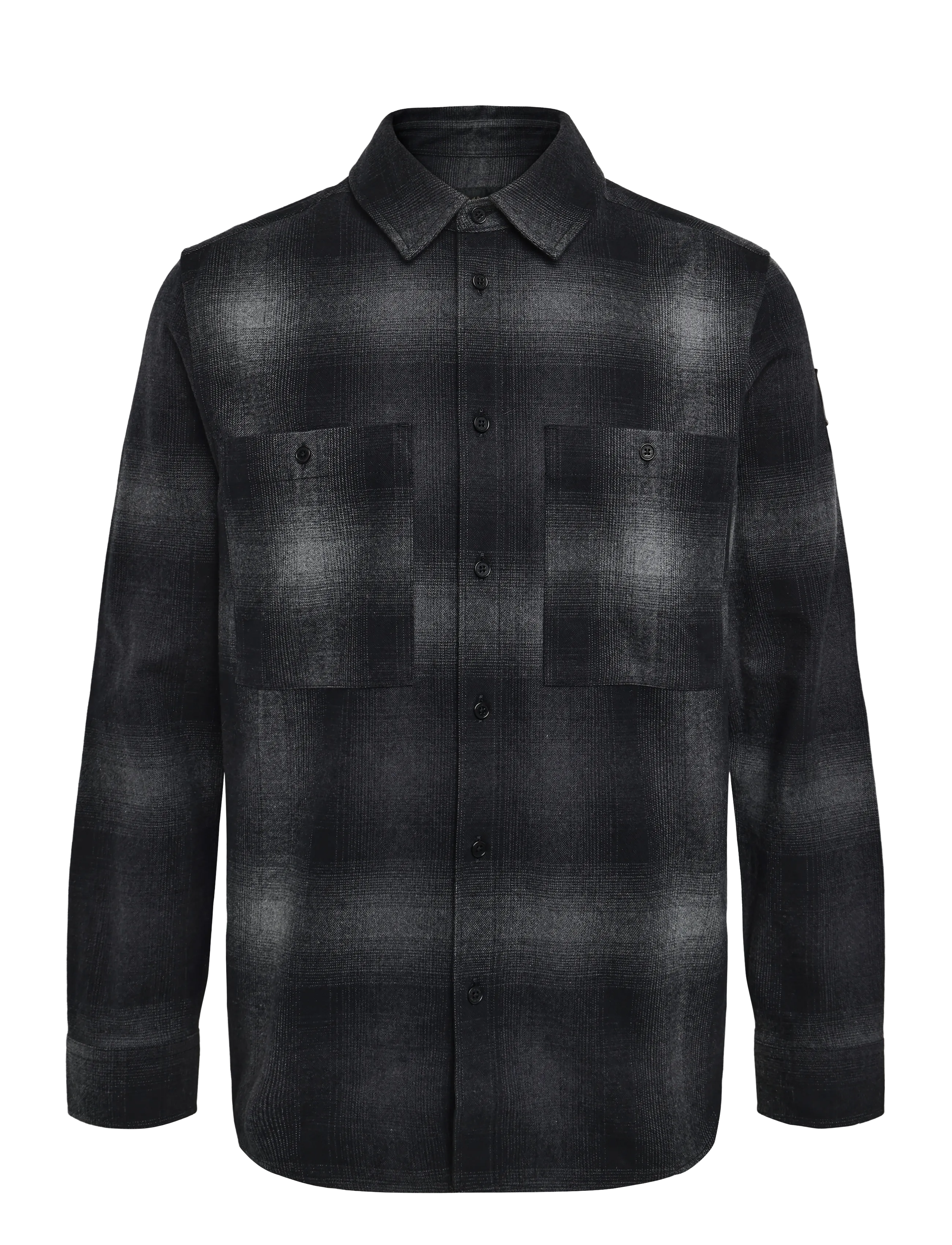 Belstaff OUTPOST SHIRT BRUSHED COTTON FLANNEL Black - Skjortor - BLACK / black