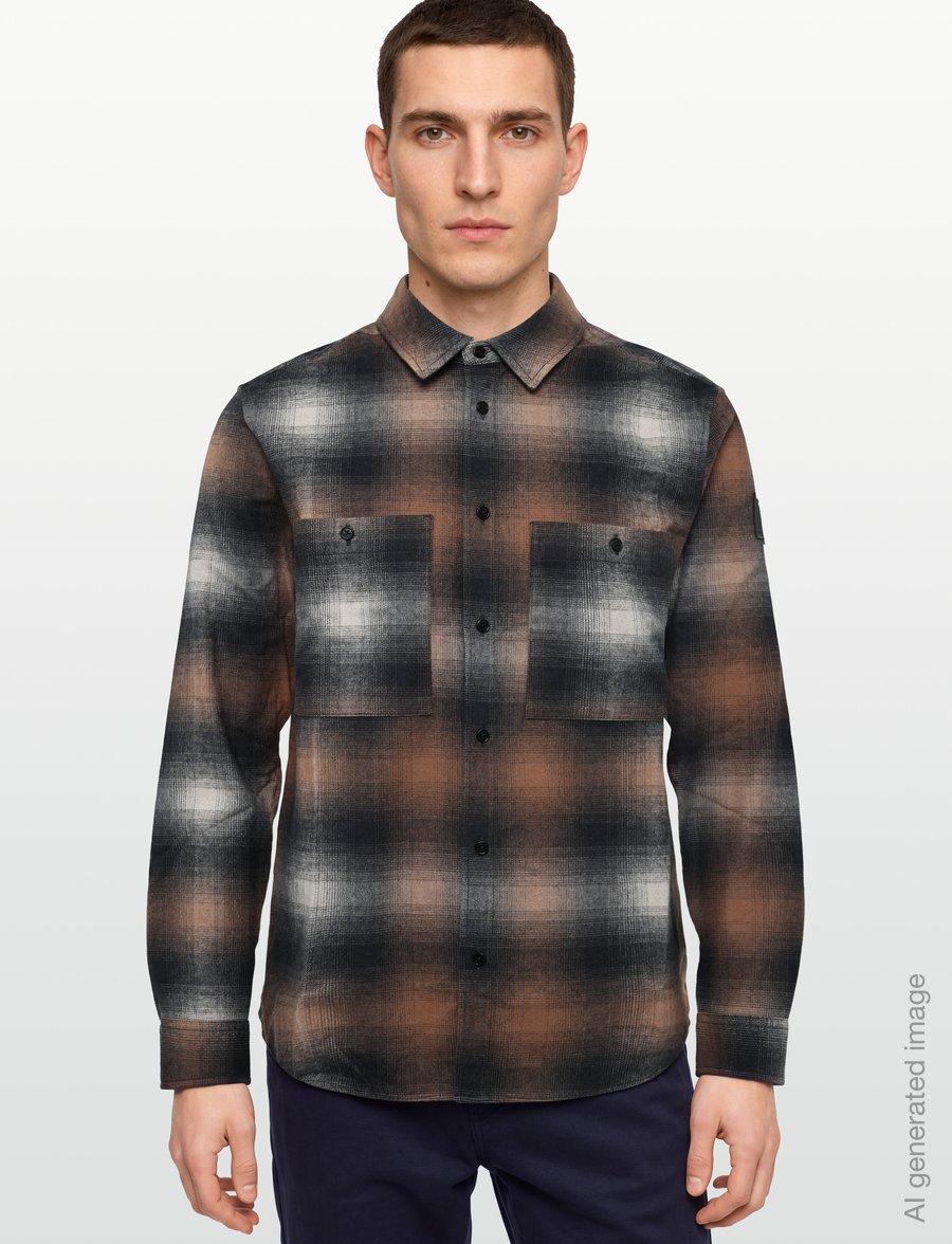 Belstaff - OUTPOST SHIRT BRUSHED COTTON FLANNEL Maple Brown - flanellskjortor - maple brown - 3