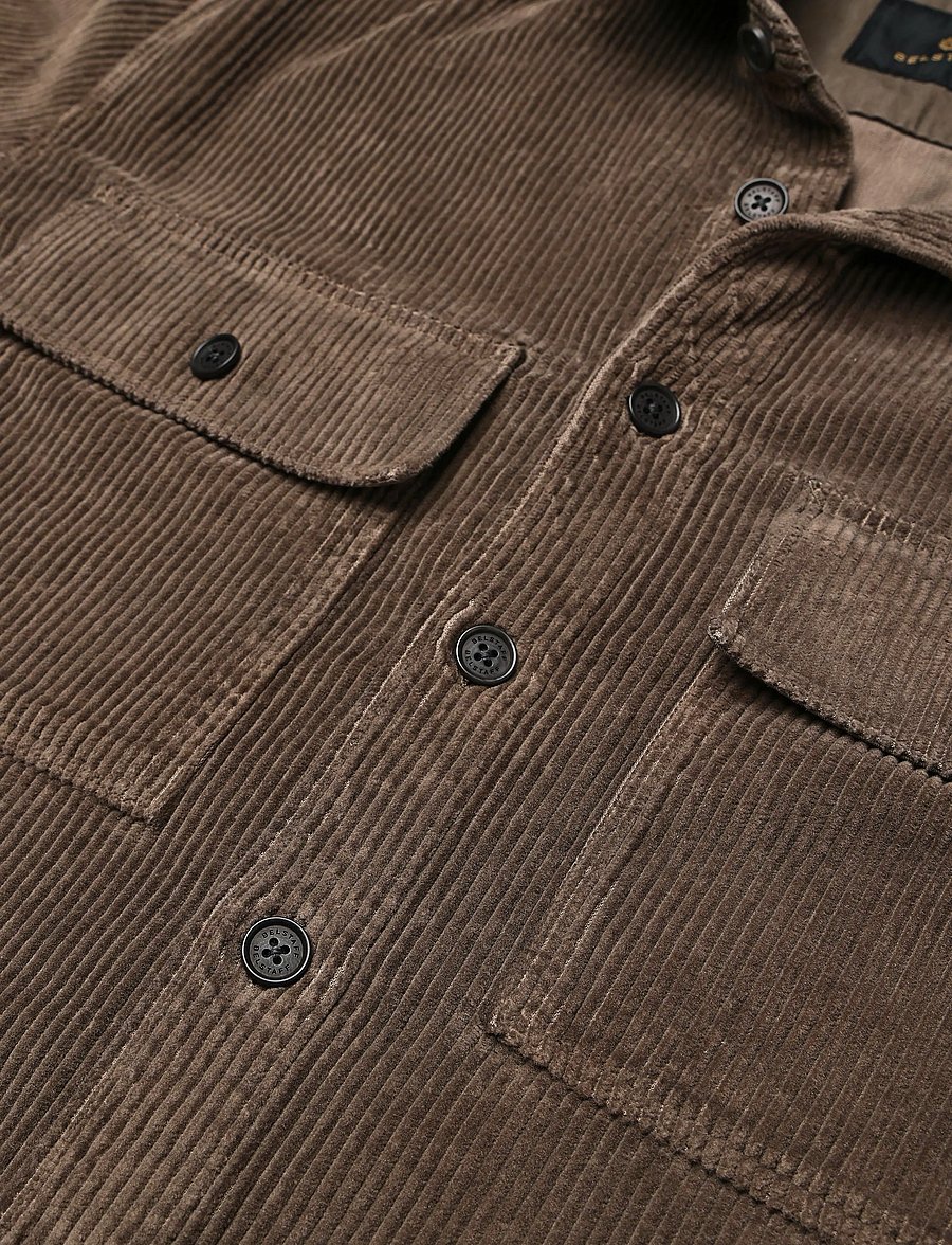 Belstaff - RAVINE COTTON CORDUROY Army Olive - manchesterskjortor - army olive - 3