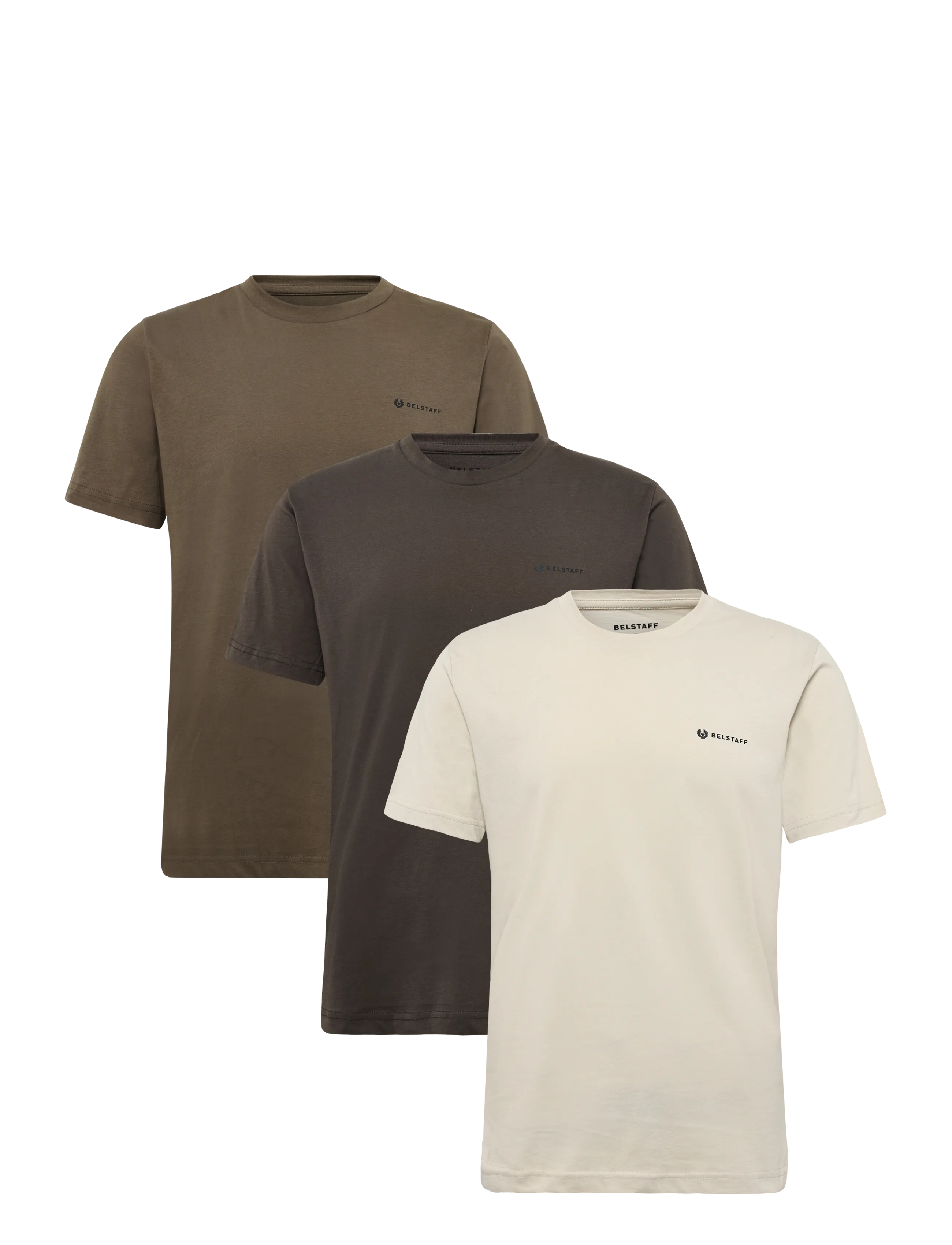 Belstaff 3 Pack T-Shirt Black, XXL, T-shirts, Khakigrün - Short-sleeved, Männerswear