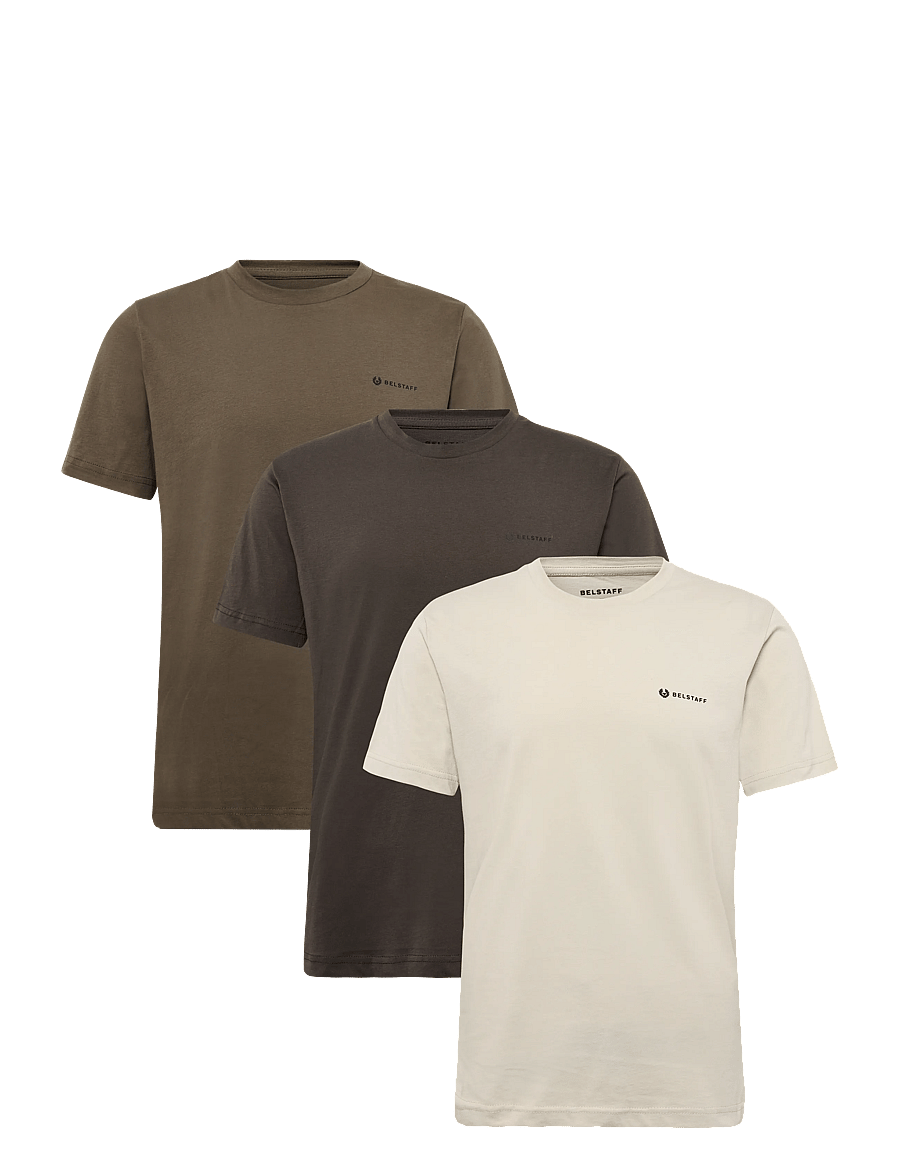 Belstaff - 3 PACK T-SHIRT Black / Dark Ink / White - t-shirts im multipack - olive / khaki green / pale stone - 0