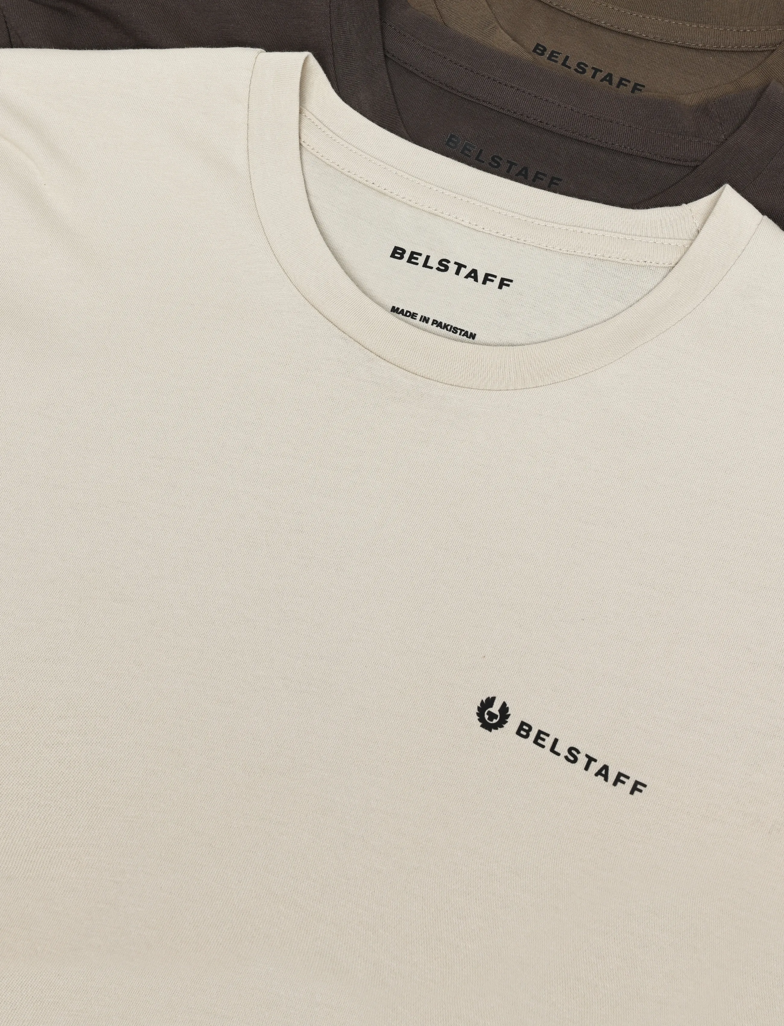 Belstaff - 3 PACK T-SHIRT Black / Dark Ink / White - multipack t-shirts - olive / khaki green / pale stone - 2