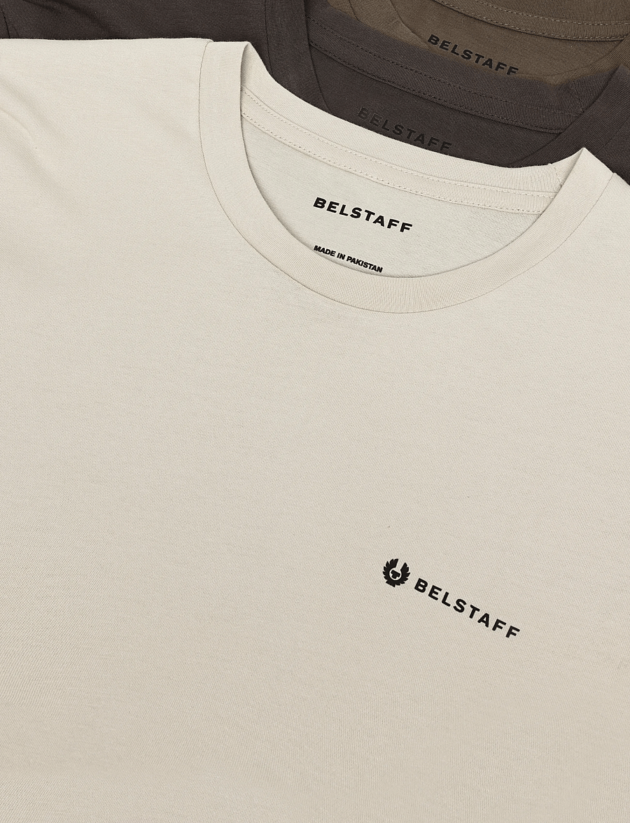 Belstaff - 3 PACK T-SHIRT Black / Dark Ink / White - t-shirts im multipack - olive / khaki green / pale stone - 2