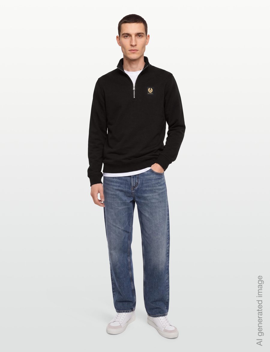 Belstaff - BELSTAFF QUARTER ZIP SWEATSHIRT Pale Stone - kläder - black - 0