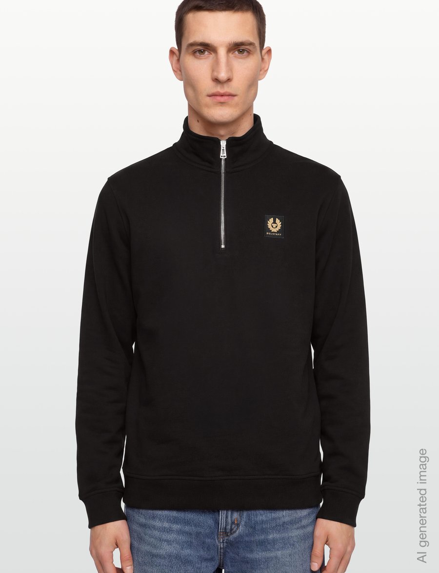 Belstaff - BELSTAFF QUARTER ZIP SWEATSHIRT Pale Stone - kläder - black - 3