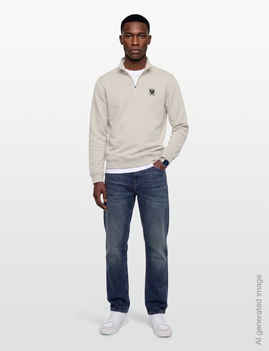 Belstaff - BELSTAFF QUARTER ZIP SWEATSHIRT Pale Stone - tøj - pale stone - 0