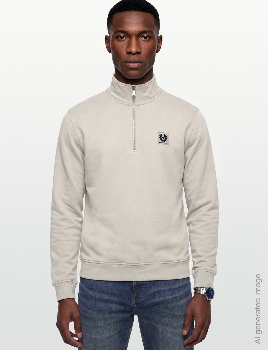 Belstaff - BELSTAFF QUARTER ZIP SWEATSHIRT Pale Stone - tøj - pale stone - 3