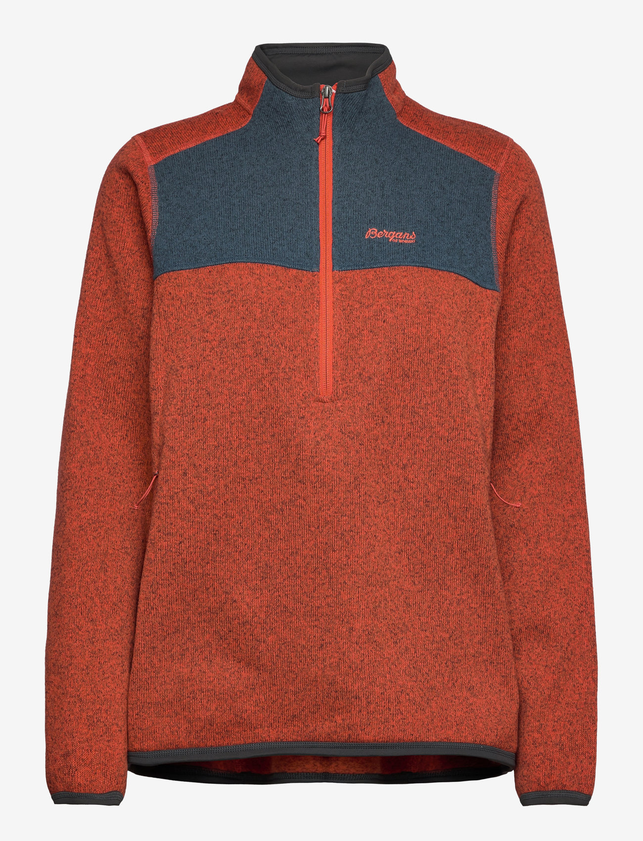 Bergans - Kamphaug Knitted W Half Zip Orion Blue XS - brick/orion blue - 0