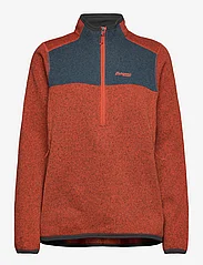 Bergans - Kamphaug Knitted W Half Zip Brick/Orion Blue XL - mid layer jackets - brick/orion blue - 0