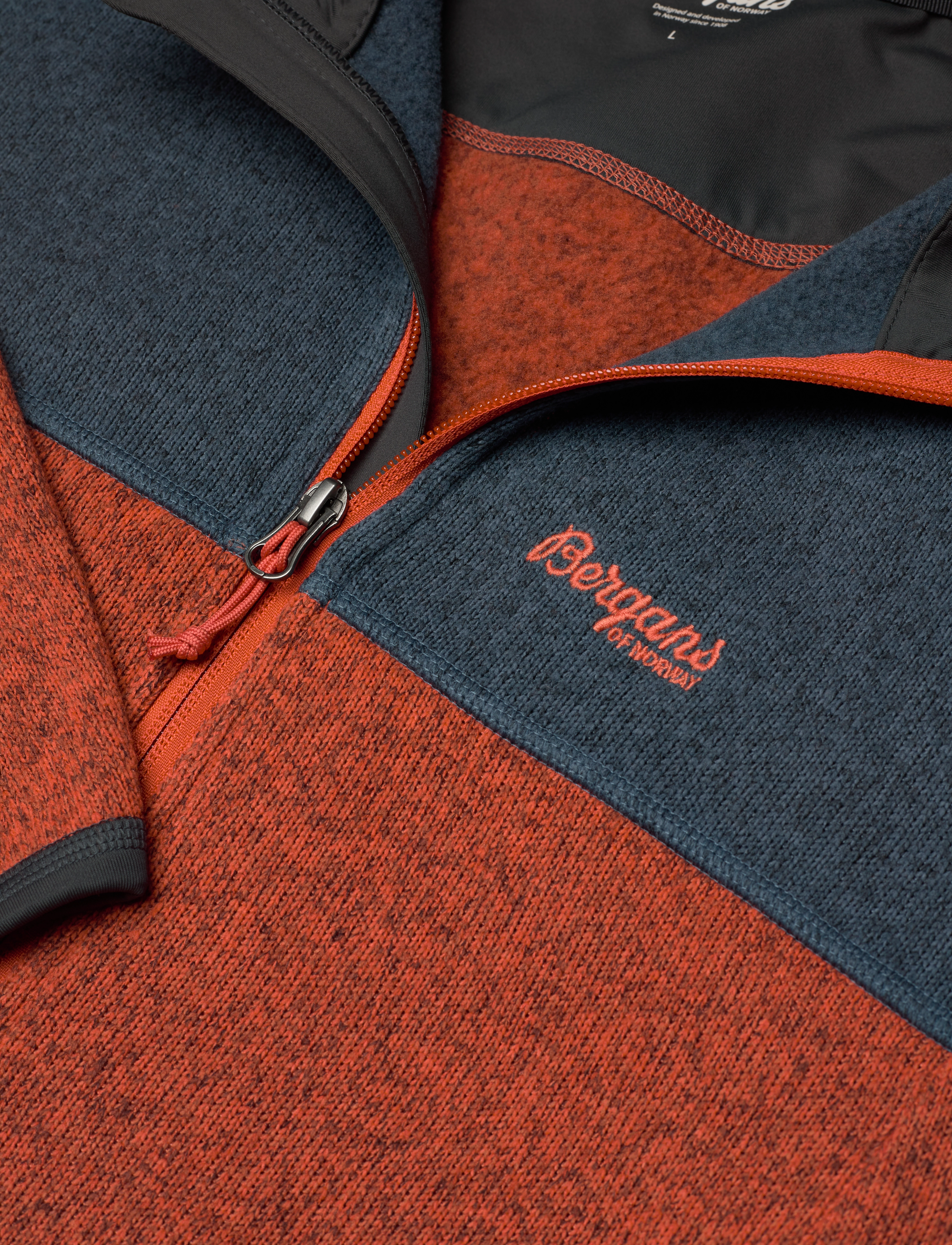 Bergans - Kamphaug Knitted W Half Zip Orion Blue XS - brick/orion blue - 2