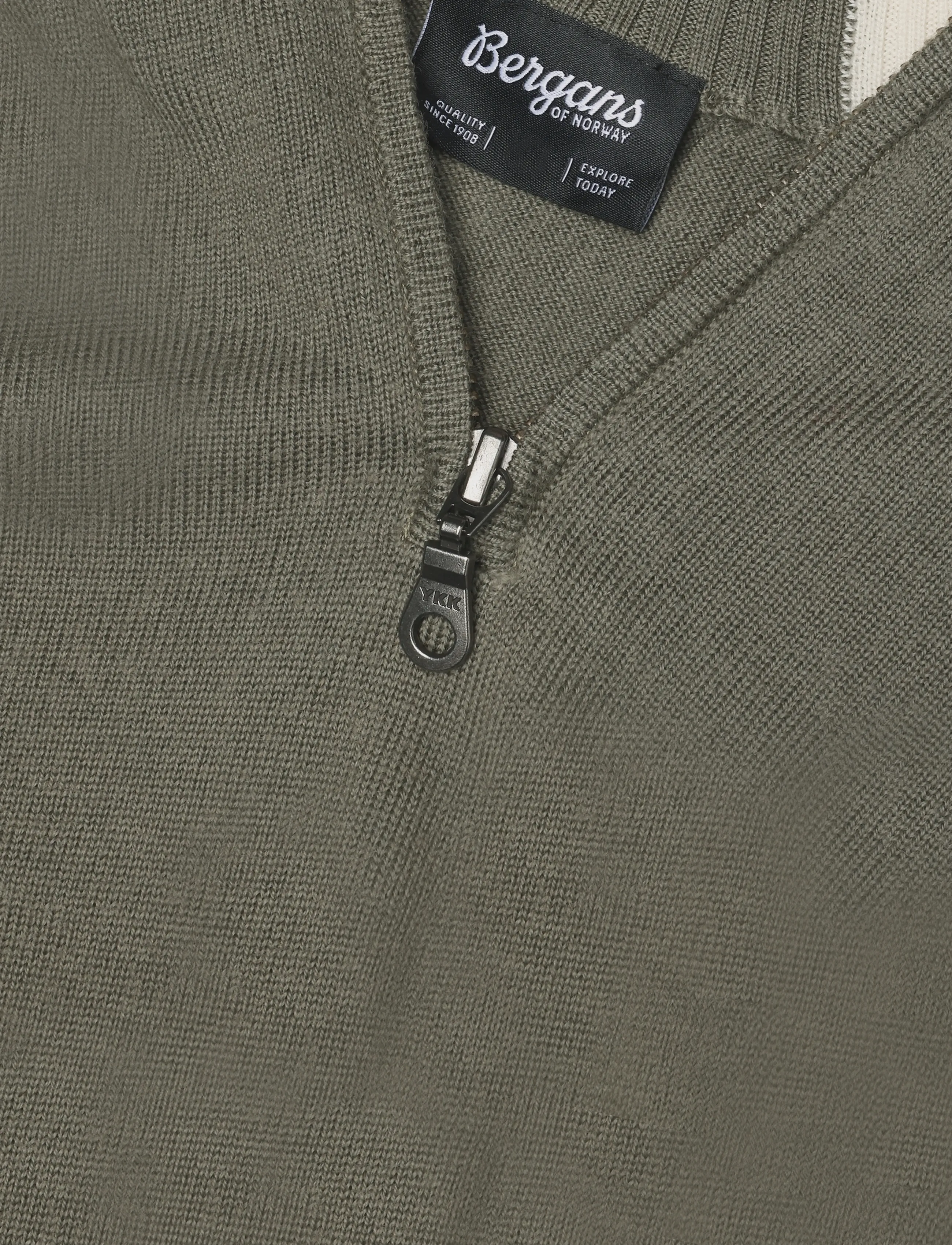 Bergans - Lyderhorn Wool Half Zip Men - herbstersparnisse - green mud/dark shadow grey/creme - 5