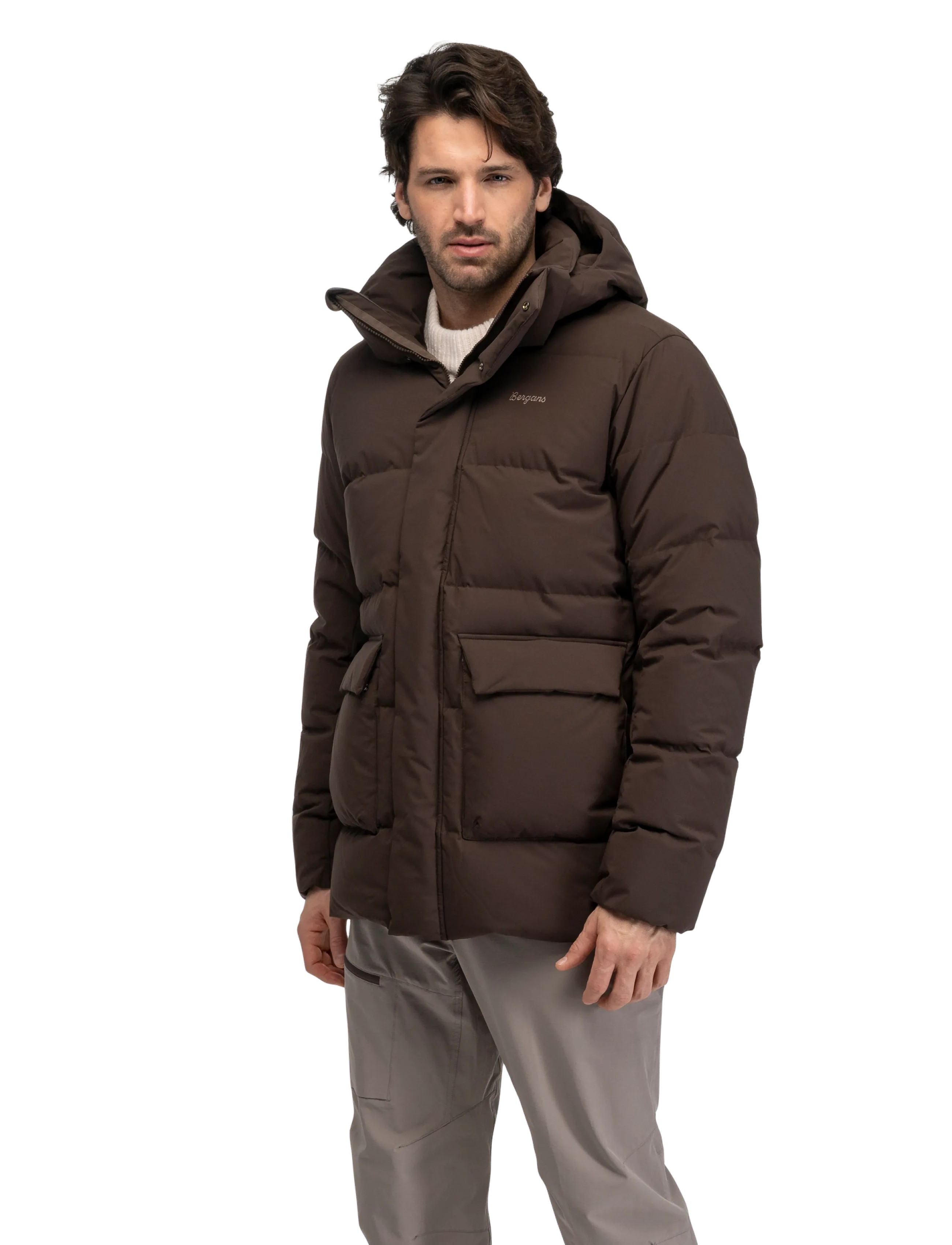 Bergans Dyna Down Hood Jacket Men, Herren, Kapuzen Daunenjacke, Braun, Gr.L