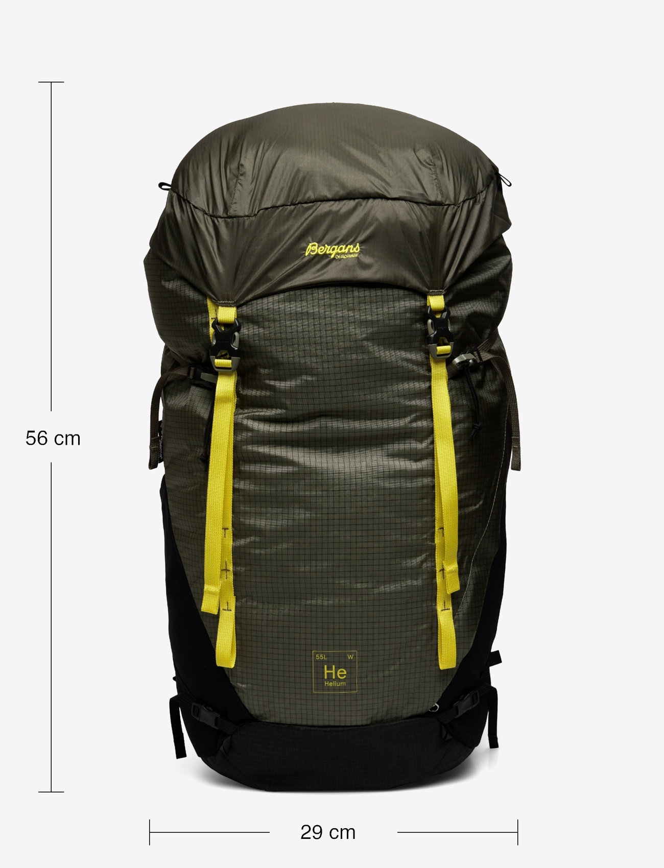 Bergans - Helium V5 W 55 Green Mud/Black/Pineapple 55L - green mud/black/pineapple - 4