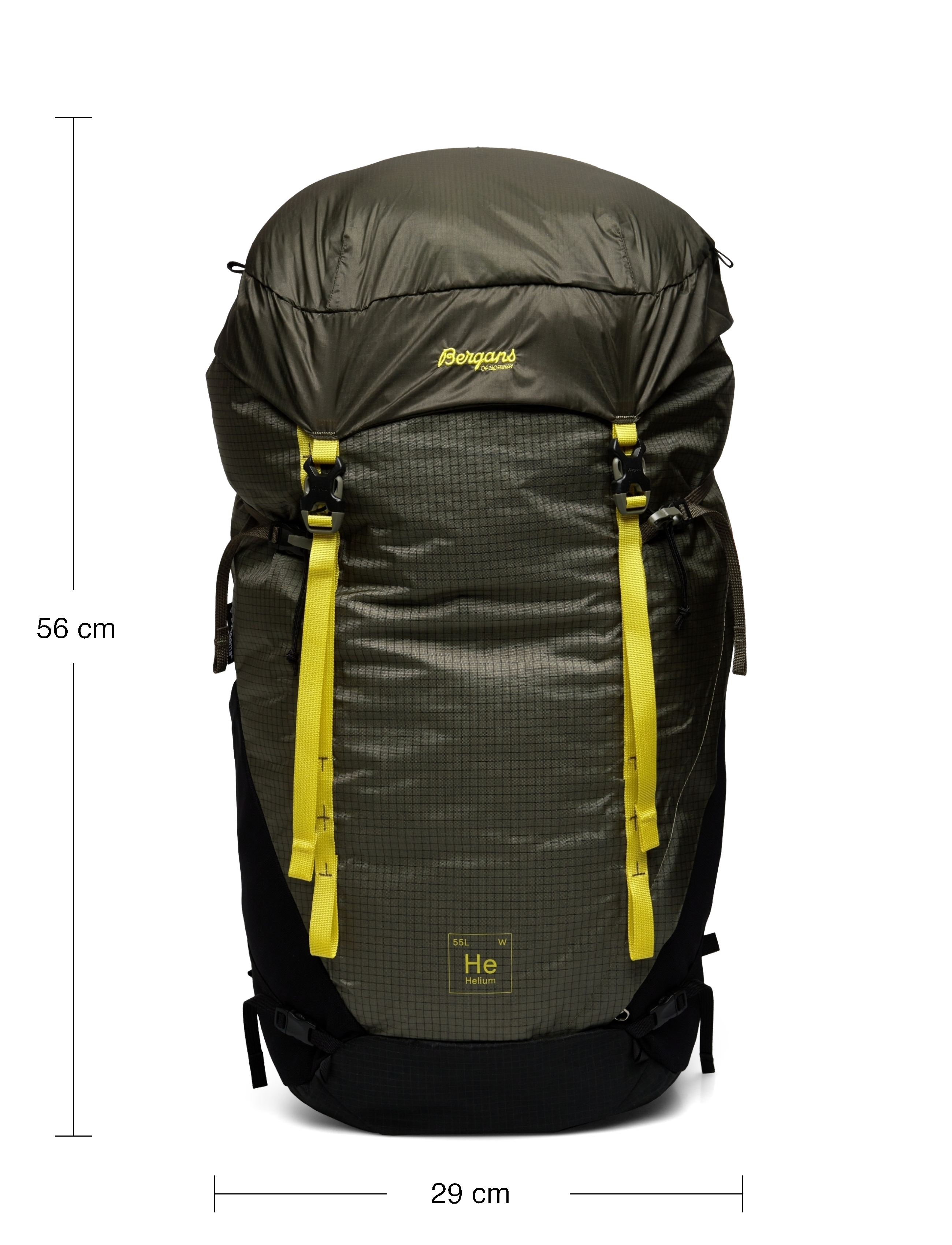 Bergans - Helium V5 W 55 Green Mud/Black/Pineapple 55L - green mud/black/pineapple - 4