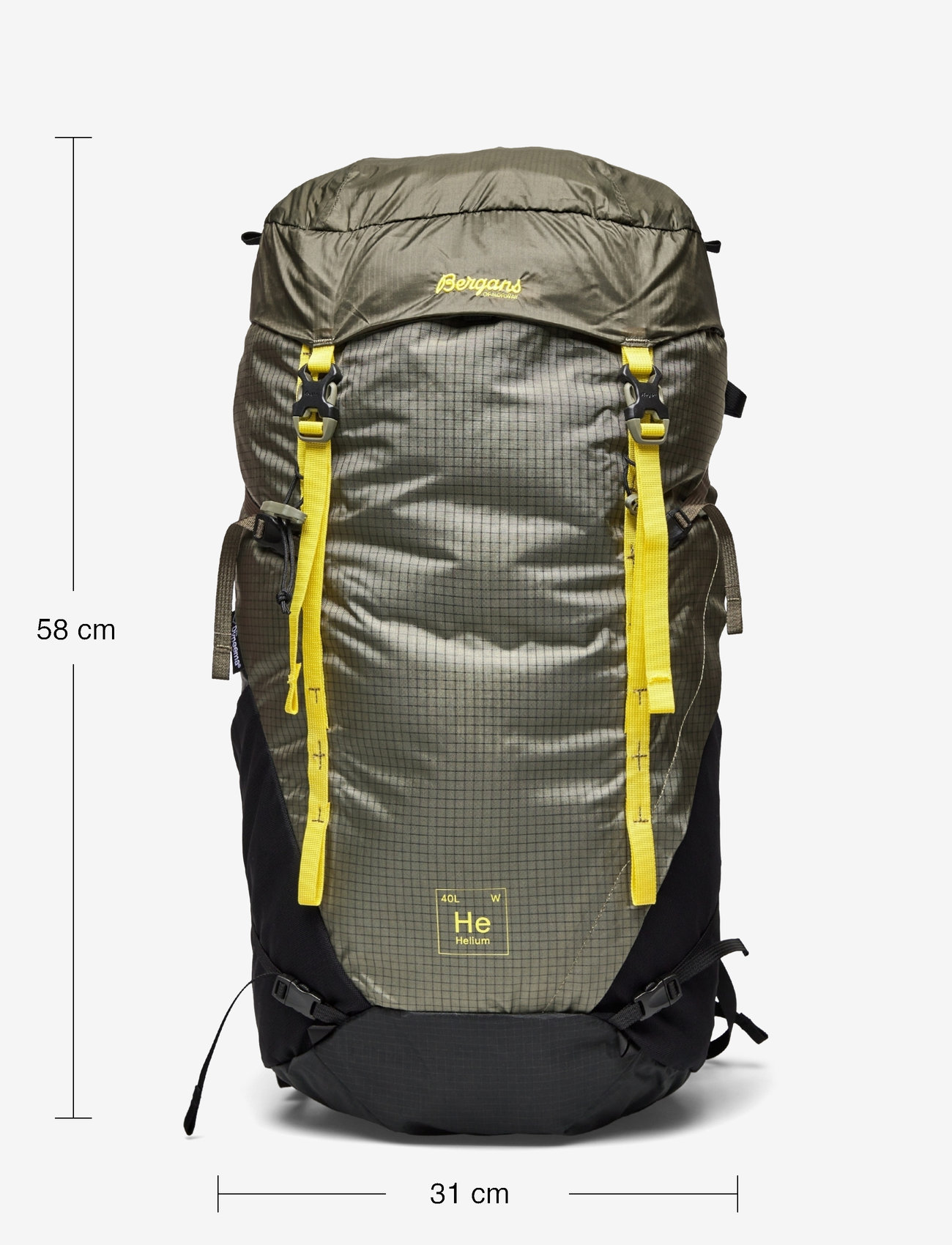 Bergans - Helium V5 W 40 Green Mud/Black/Pineapple 40L - green mud/black/pineapple - 4