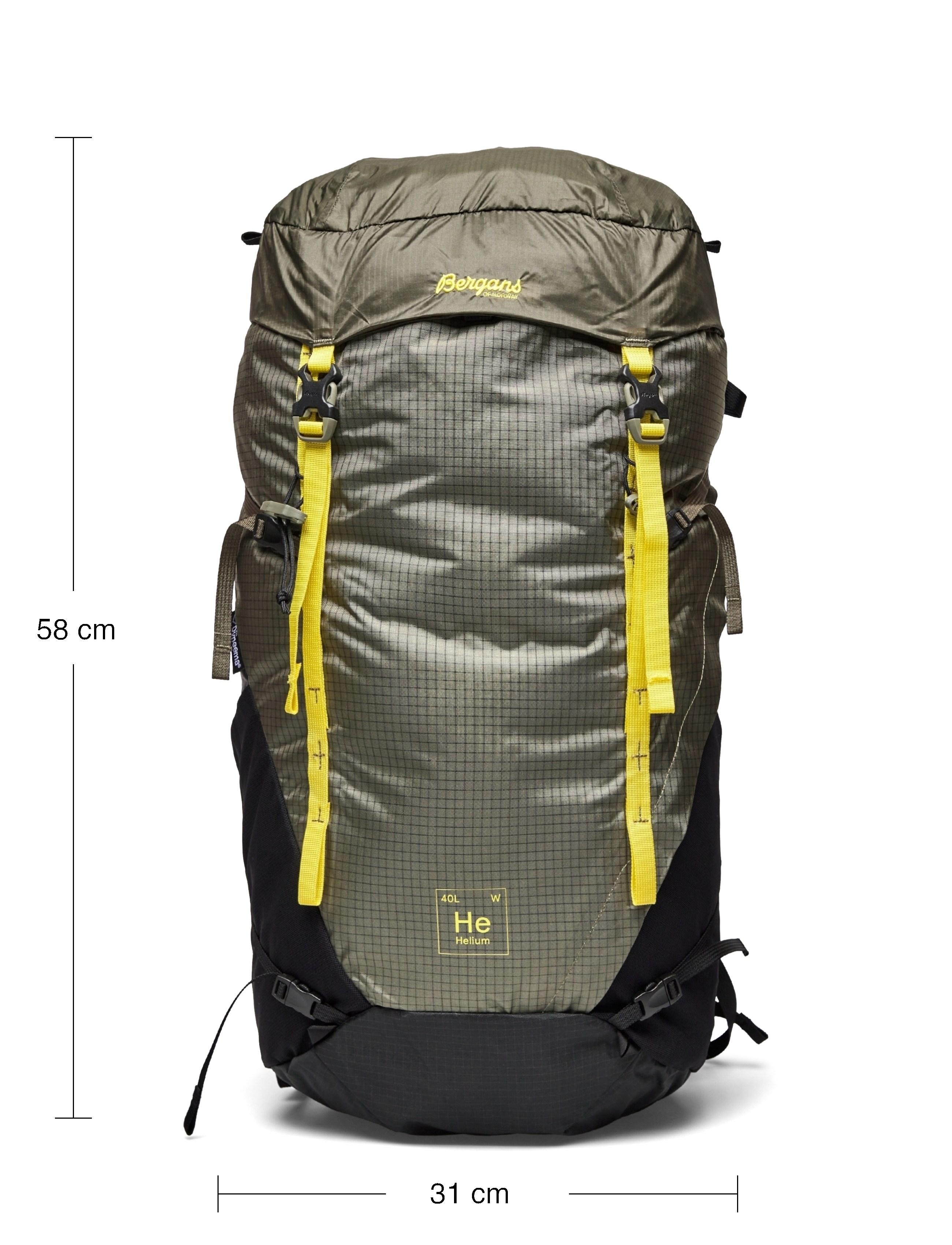 Bergans - Helium V5 W 40 Green Mud/Black/Pineapple 40L - green mud/black/pineapple - 4