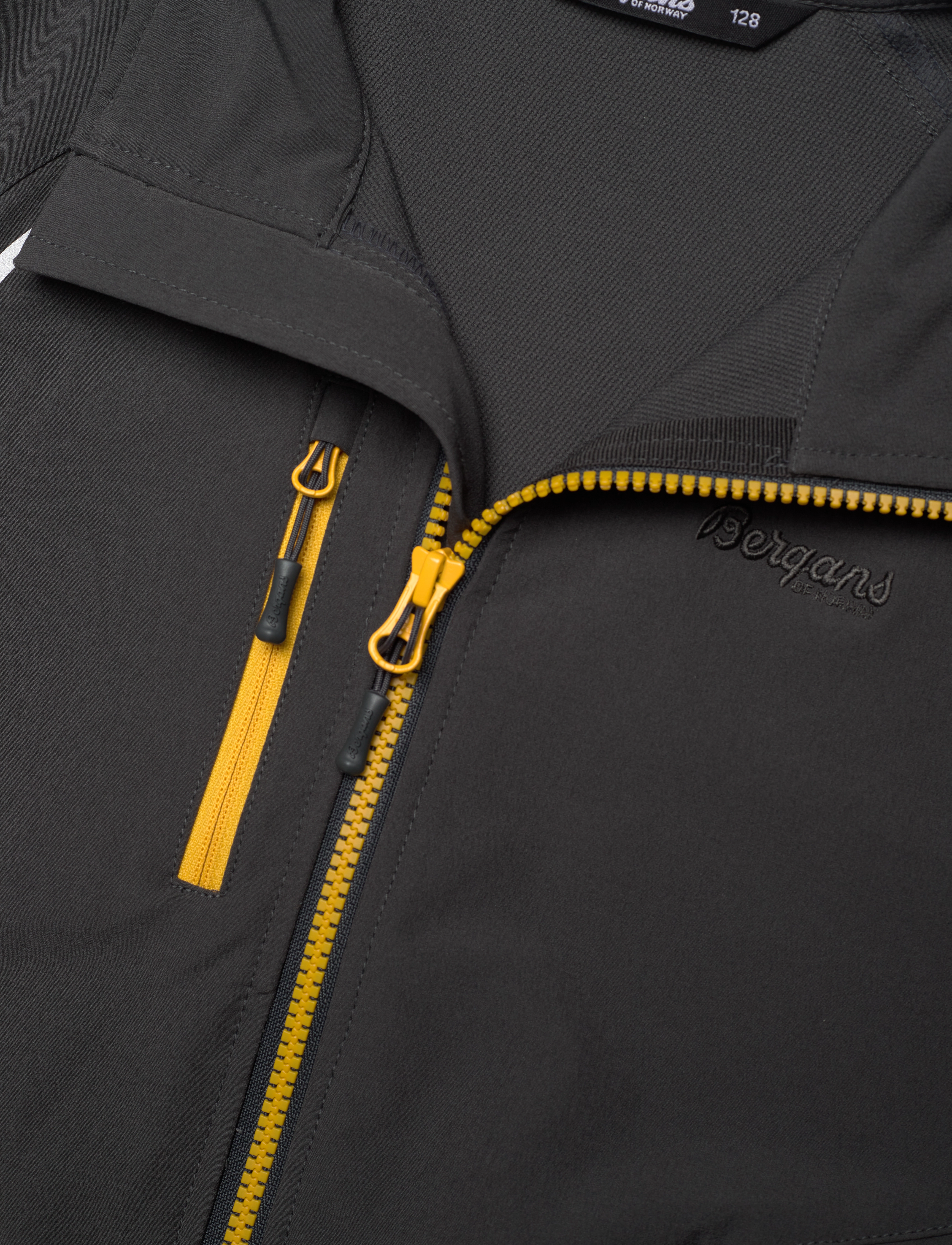 Bergans - Sjoa Light Softshell Youth Jacket Solid Charcoal 128 - solid charcoal/light golden yellow - 2