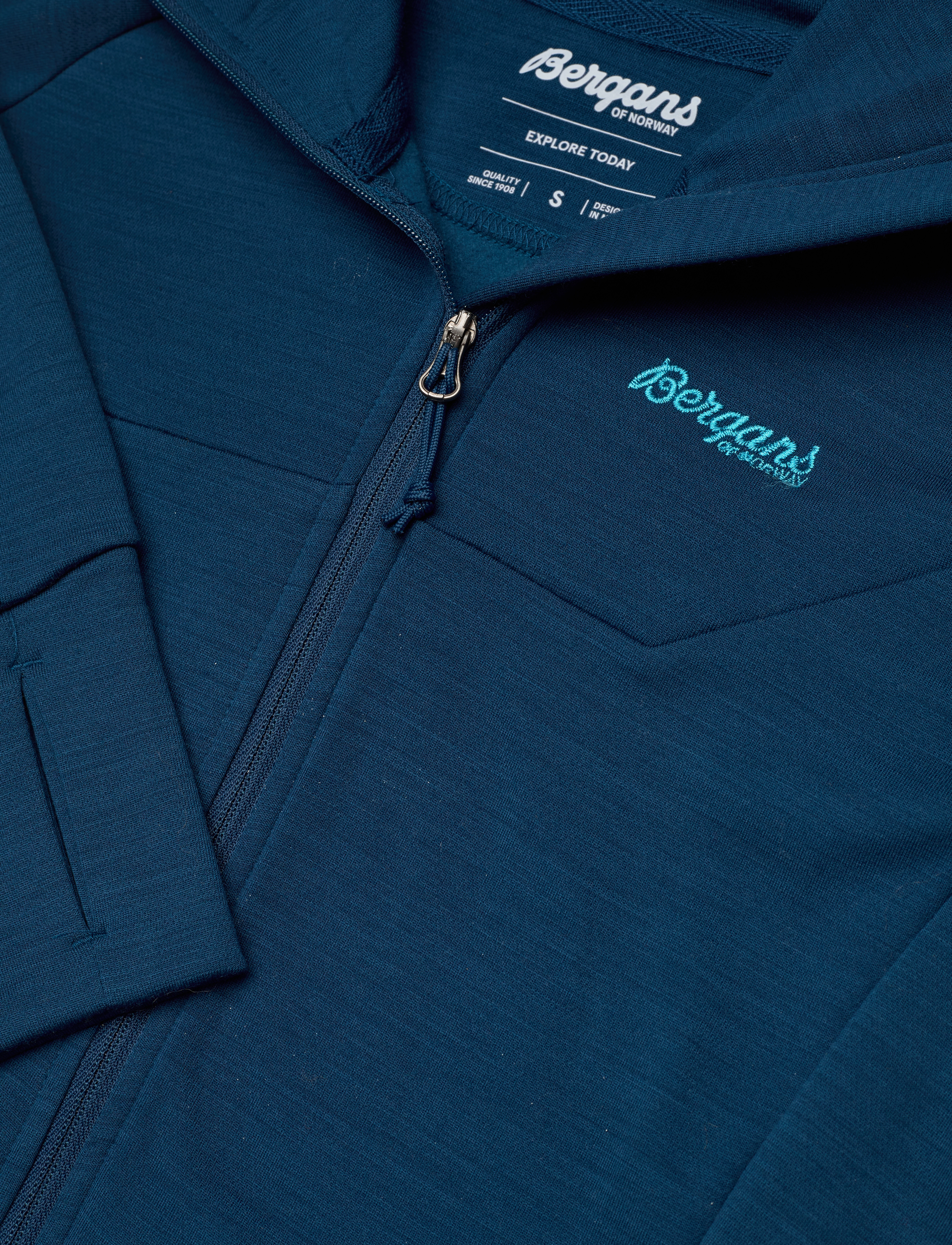 Bergans - Cecilie Wool Hood Jacket Deep Sea Blue XS - deep sea blue - 2