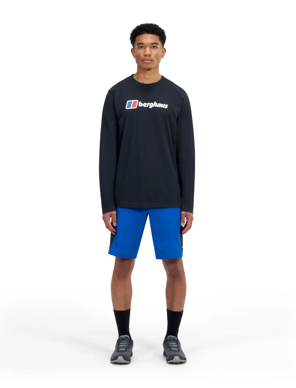 Berghaus - BG M BERGHAUS BIG LOGO LS TEE - toppar & t-shirts - black-black - 5