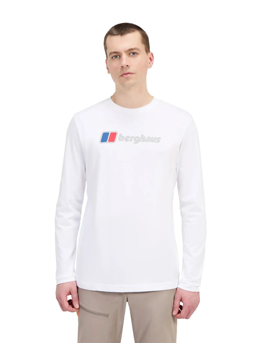Berghaus - BG M BERGHAUS BIG LOGO LS TEE - t-shirts - pure white - 0