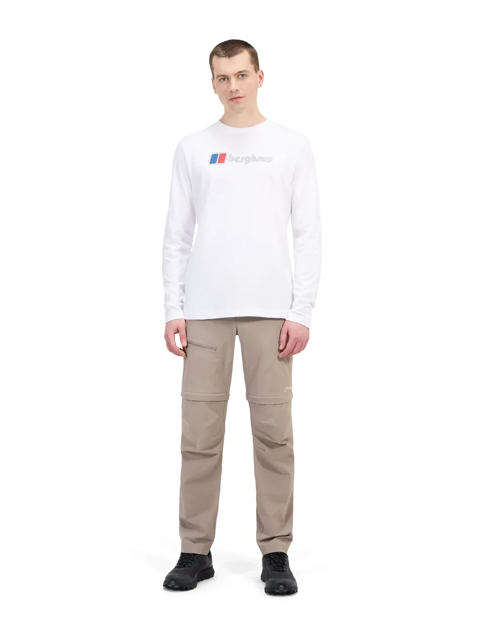 Berghaus - BG M BERGHAUS BIG LOGO LS TEE - t-shirts - pure white - 4