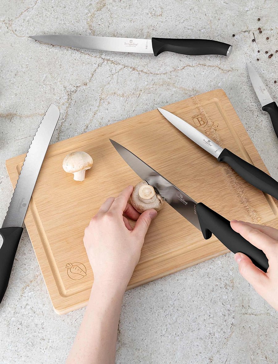 Berlingerhaus - 6 pcs knife set with bamboo cutting board, matt black - messersets - black/silver - 4