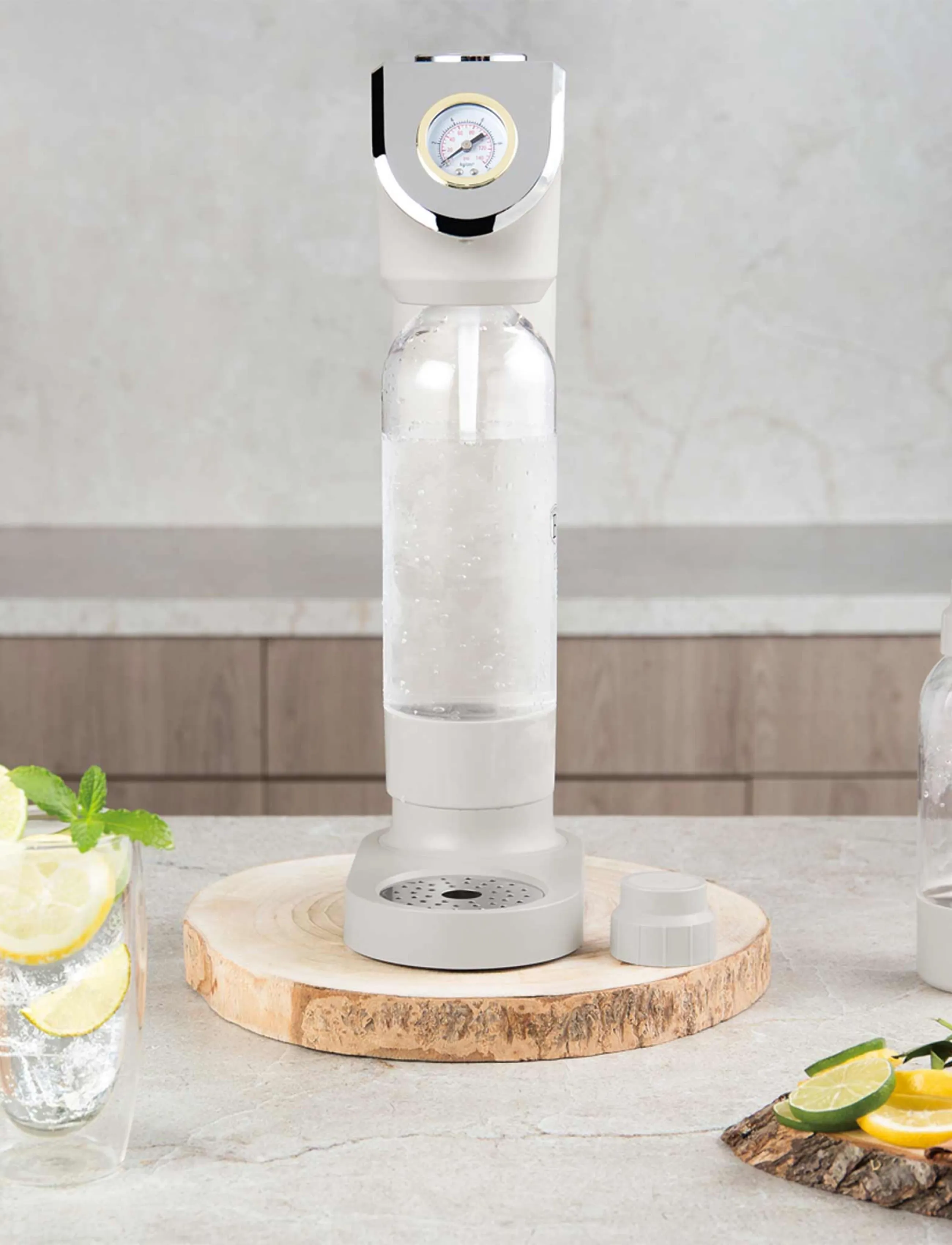 Berlingerhaus - Soda maker with 2 bottles and barometer, universal CO2 cylinders size, matt cream - sodavandsmaskiner - sahara collection - 4