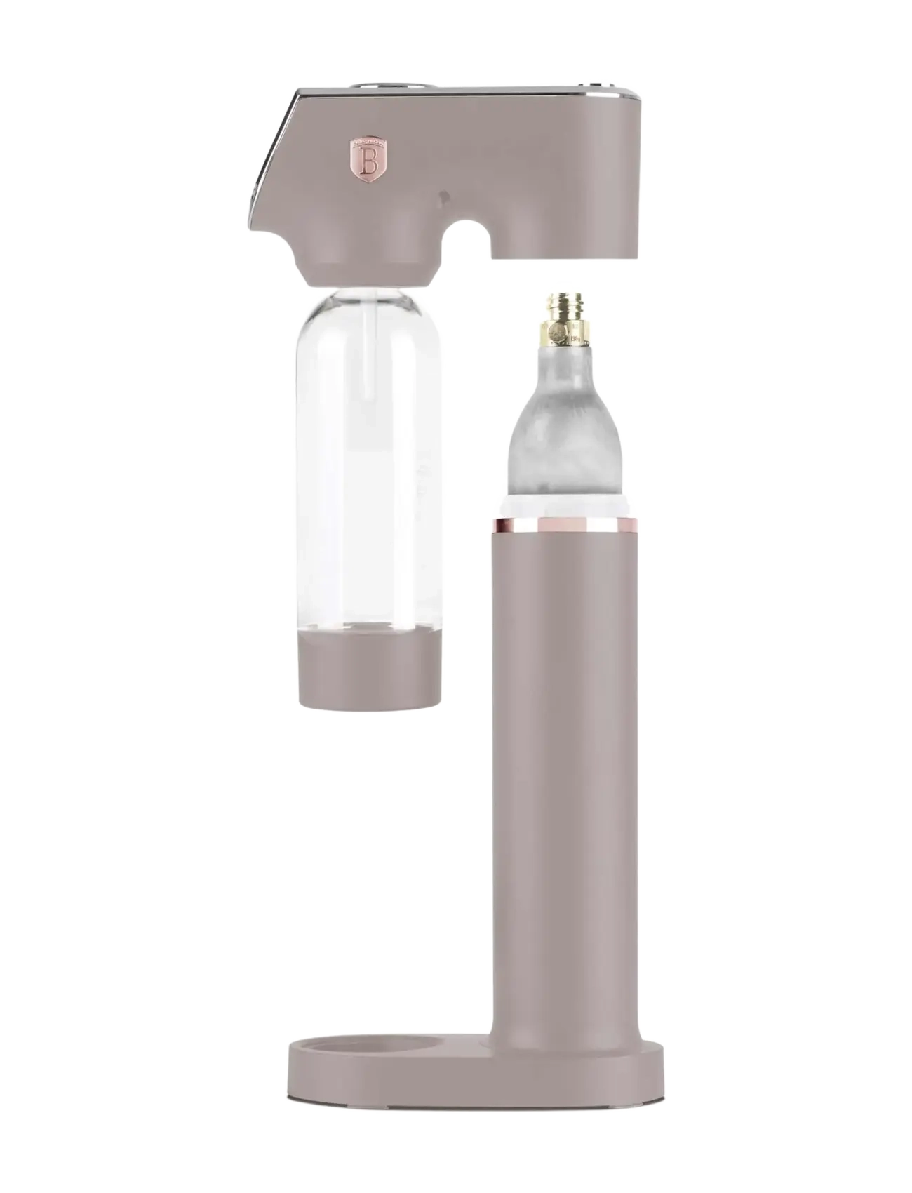 Berlingerhaus Soda Maker With 2 Bottles And Barometer, Universal Co2 Cylinders Size, Matt Taupe, Soda Machines, Beige, Str: 43.5X22X12CM