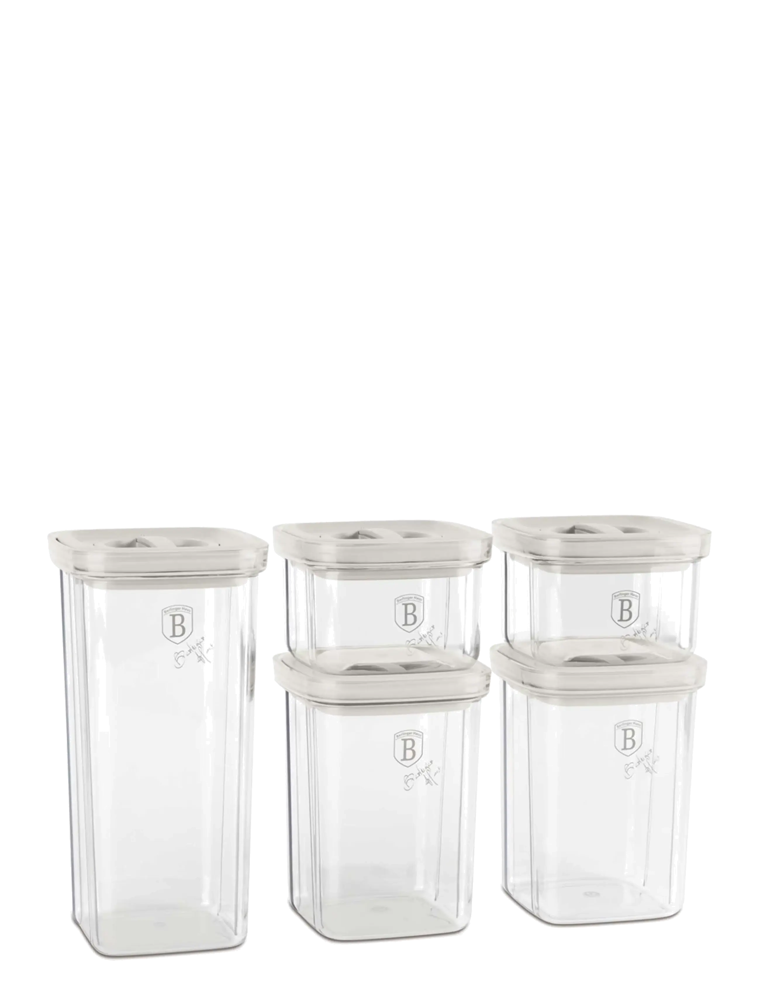 Berlingerhaus 5+5 Pcs Canister Set, Cream, Kasse og beholder, Creme, Str: 460ML|1100ML|1500ML