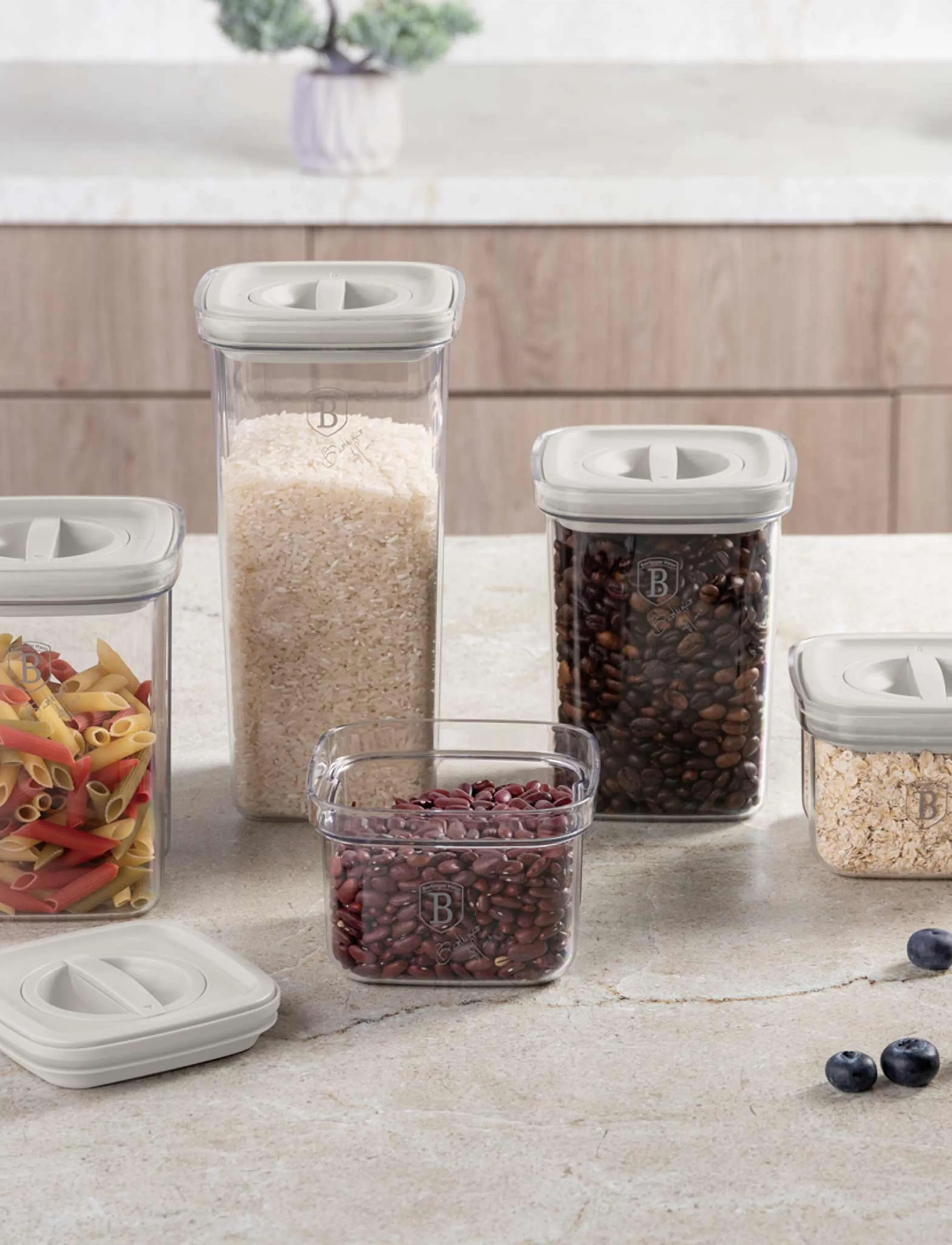 Berlingerhaus - 5+5 pcs canister set, cream - kitchen jars - sahara collection - 4