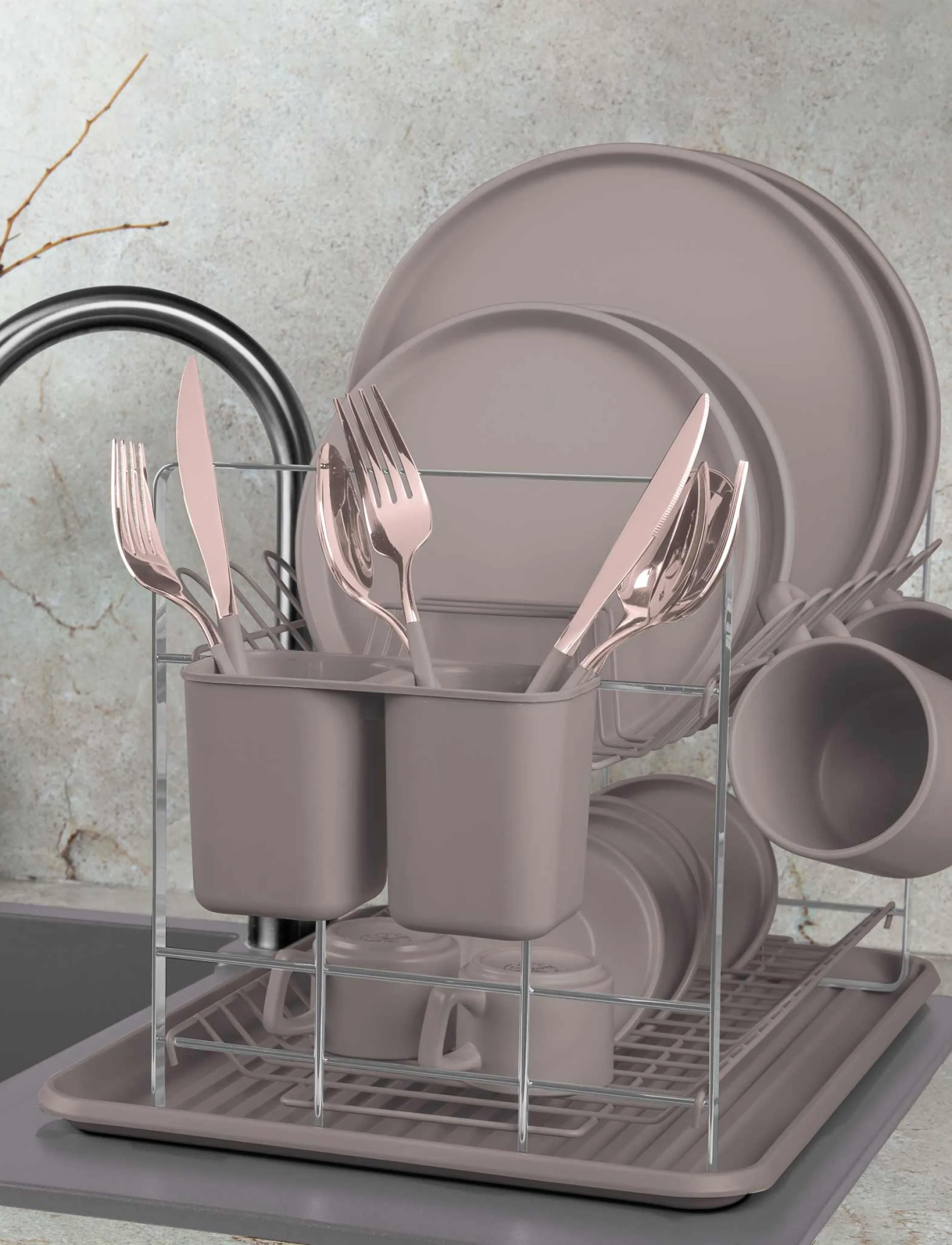 Berlingerhaus Dish Rack, Matt Taupe, 48X32X29 cm, Dishes, Beige - Homeware