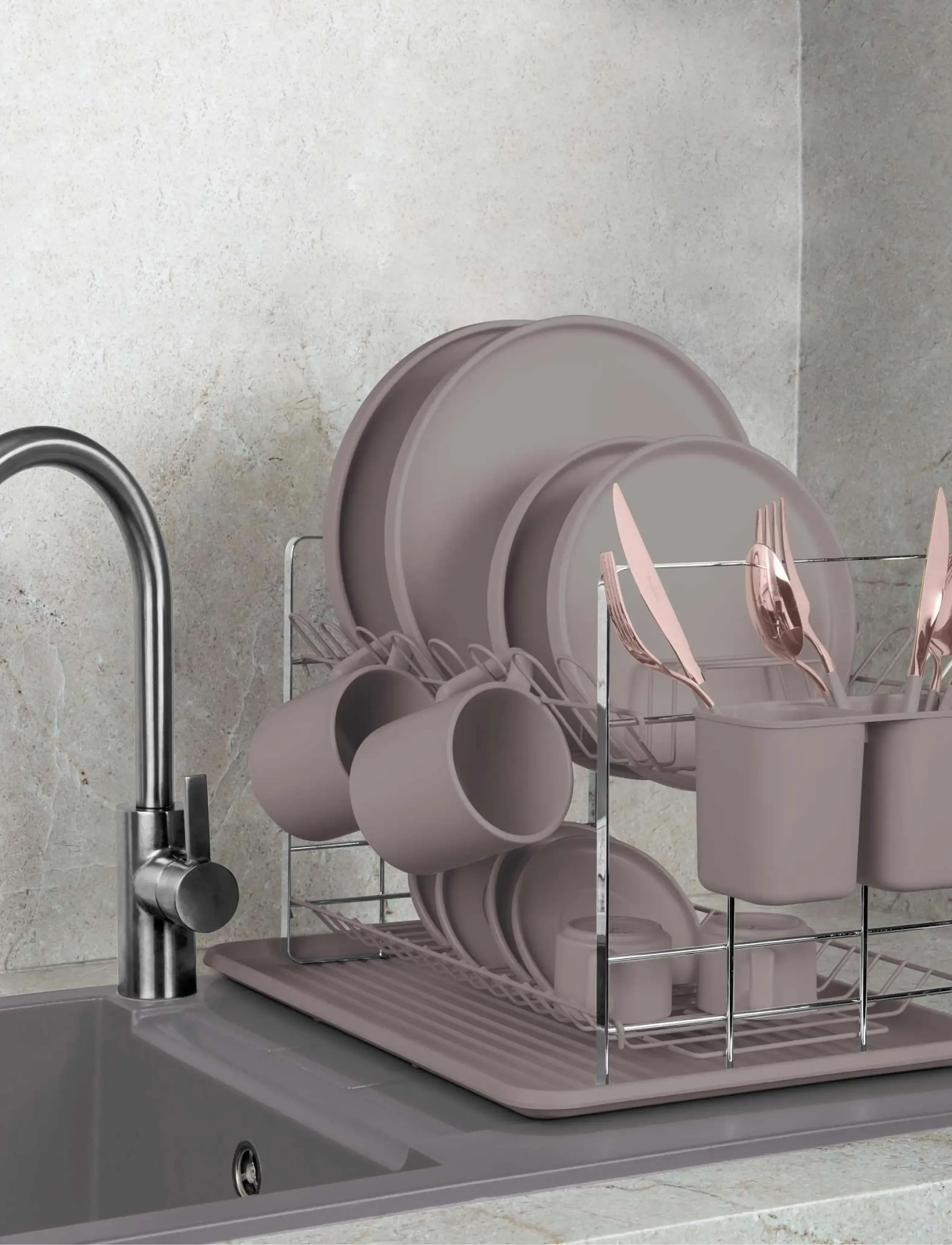 Berlingerhaus - Dish rack, matt taupe - abtropfgestelle - taupe collection - 3