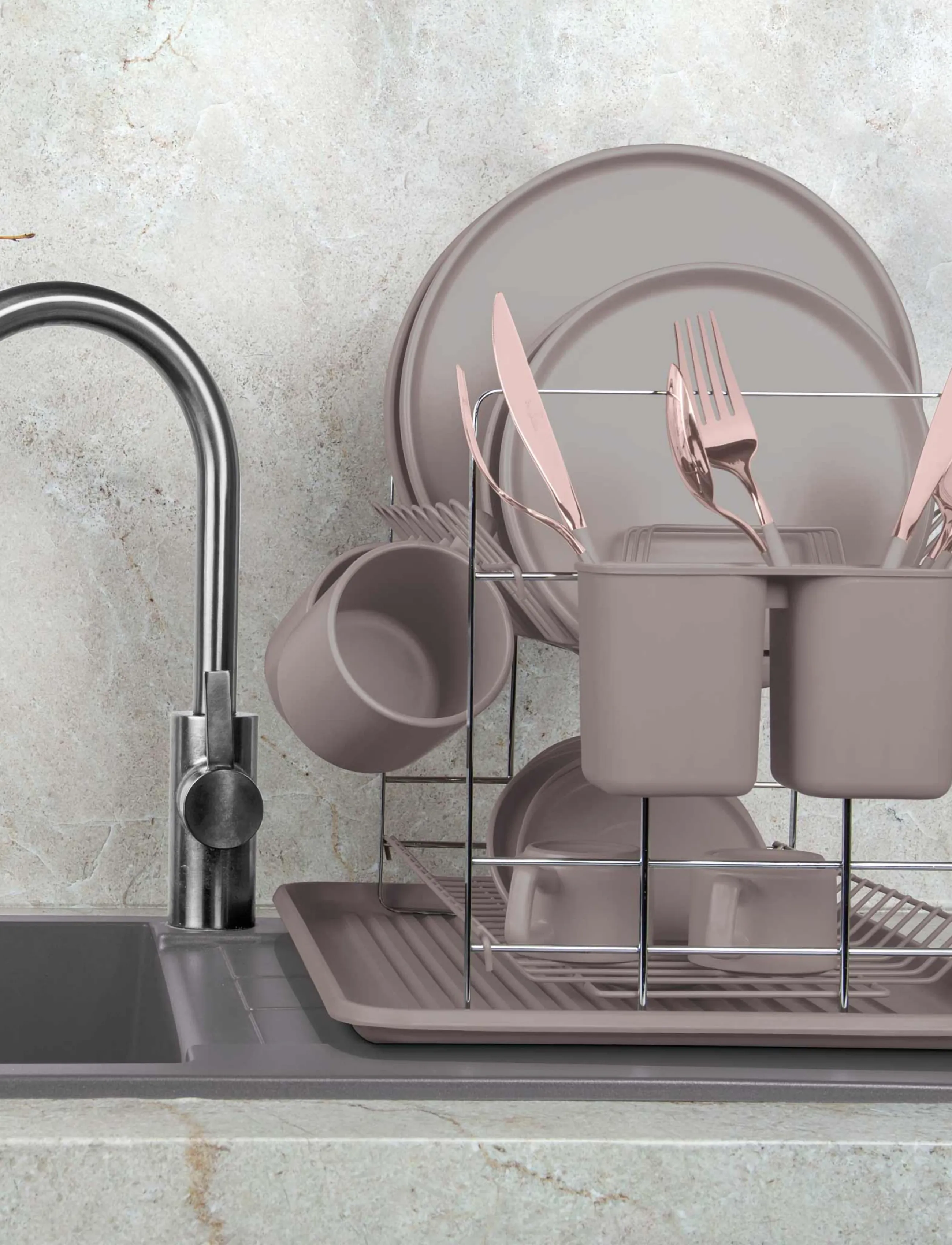 Berlingerhaus - Dish rack, matt taupe - abtropfgestelle - taupe collection - 5