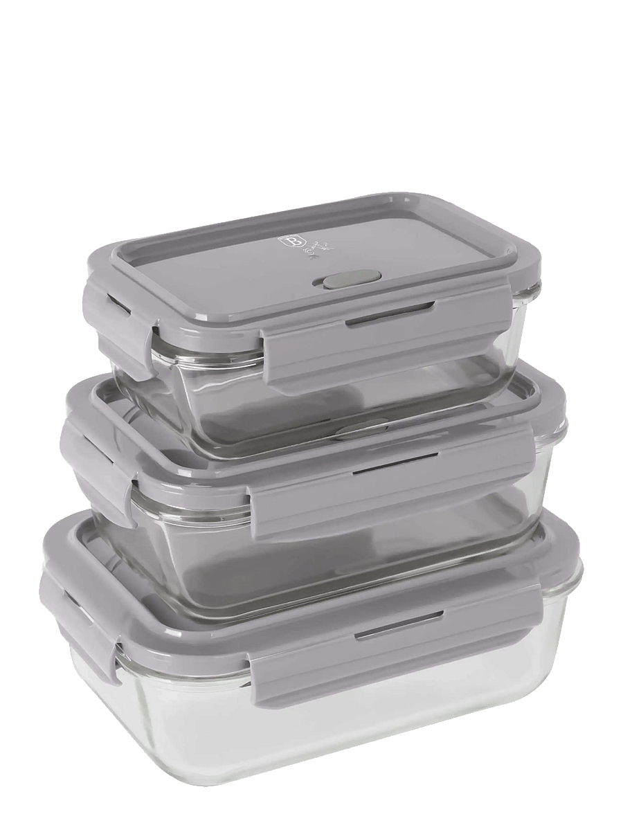 Berlingerhaus - 3 pcs glass food container set, taupe - toidu säilitamine - glass - 1