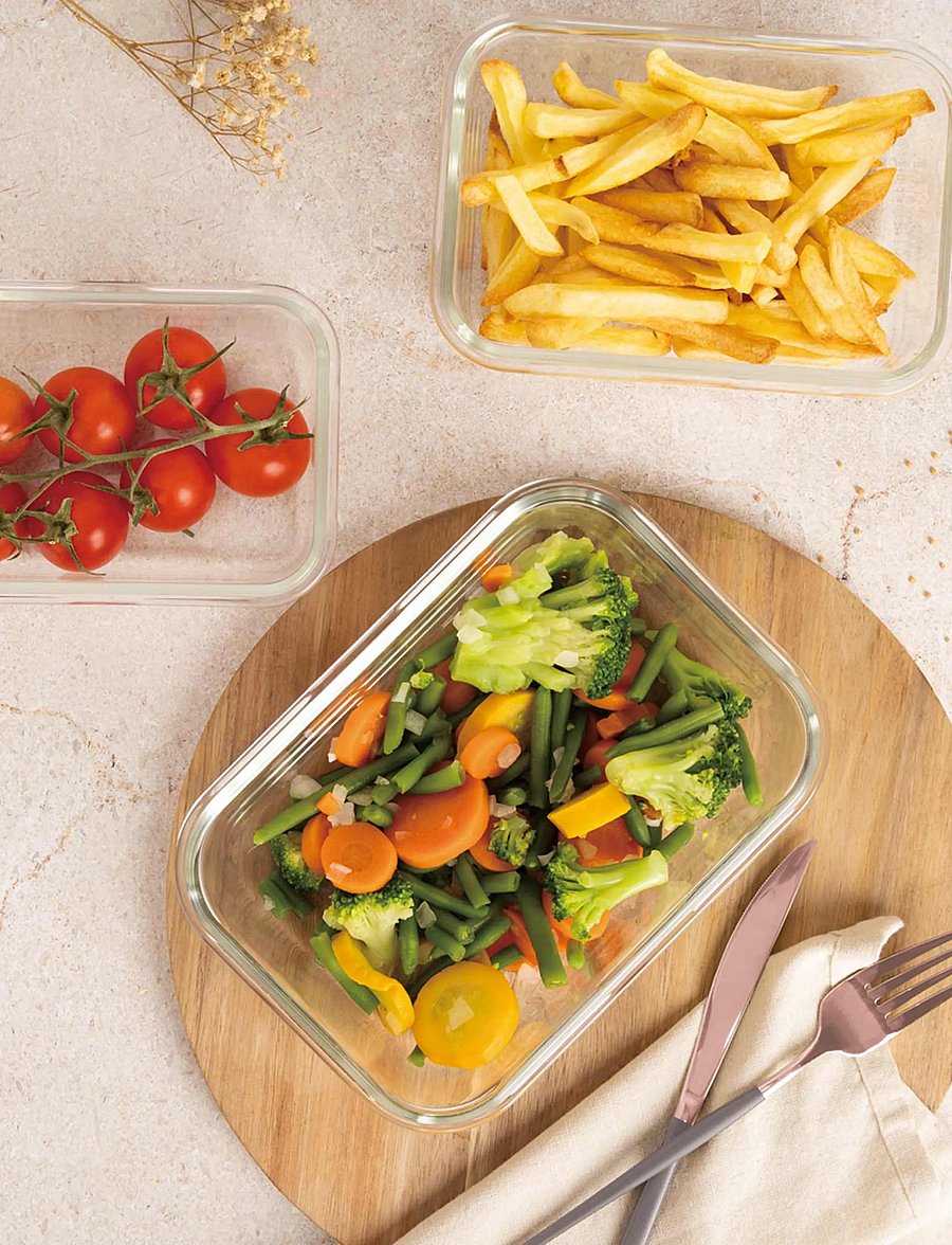 Berlingerhaus - 3 pcs glass food container set, taupe - toidu säilitamine - glass - 3