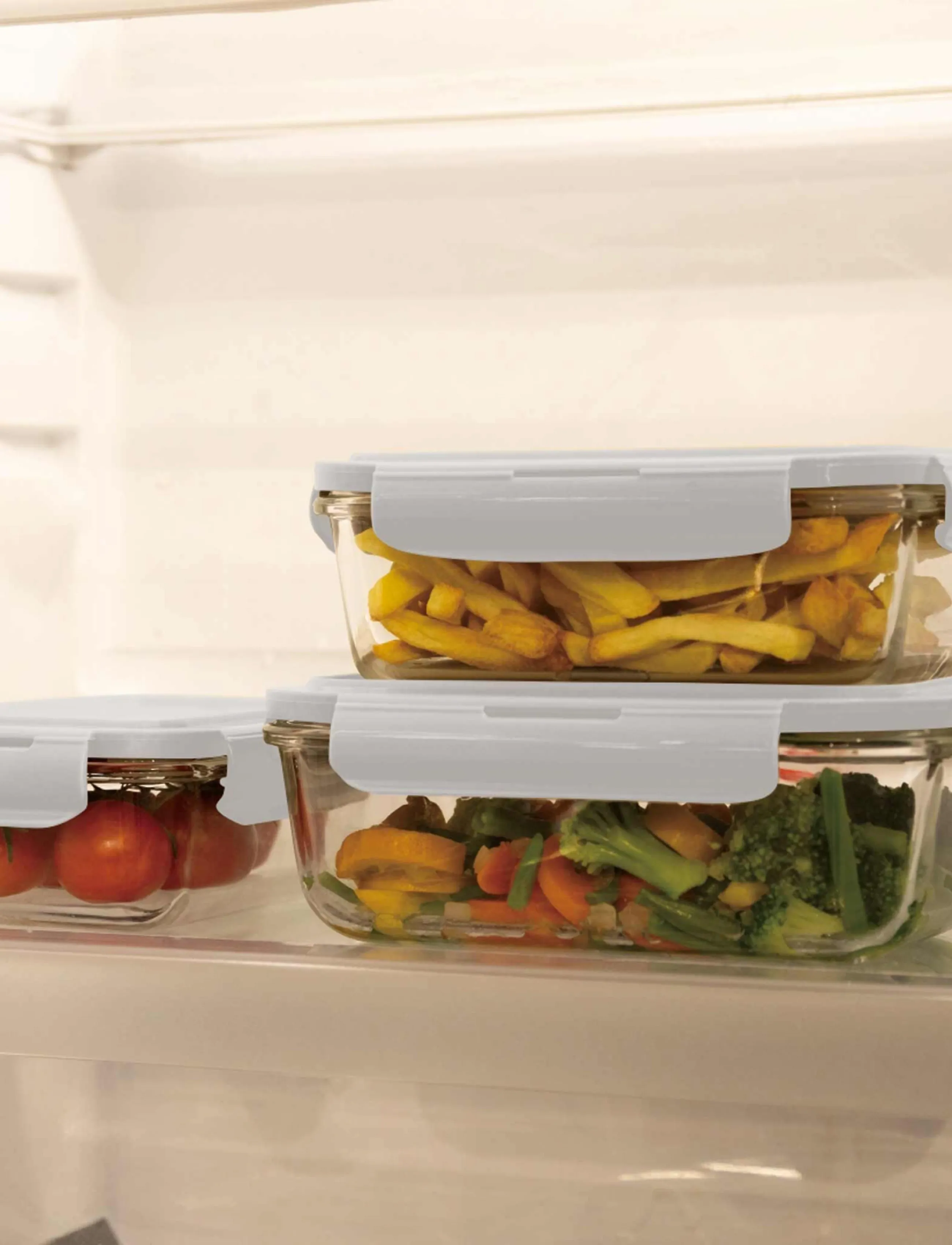 Berlingerhaus - 3 pcs glass food container set, cream - vorratsgläser - glass - 3