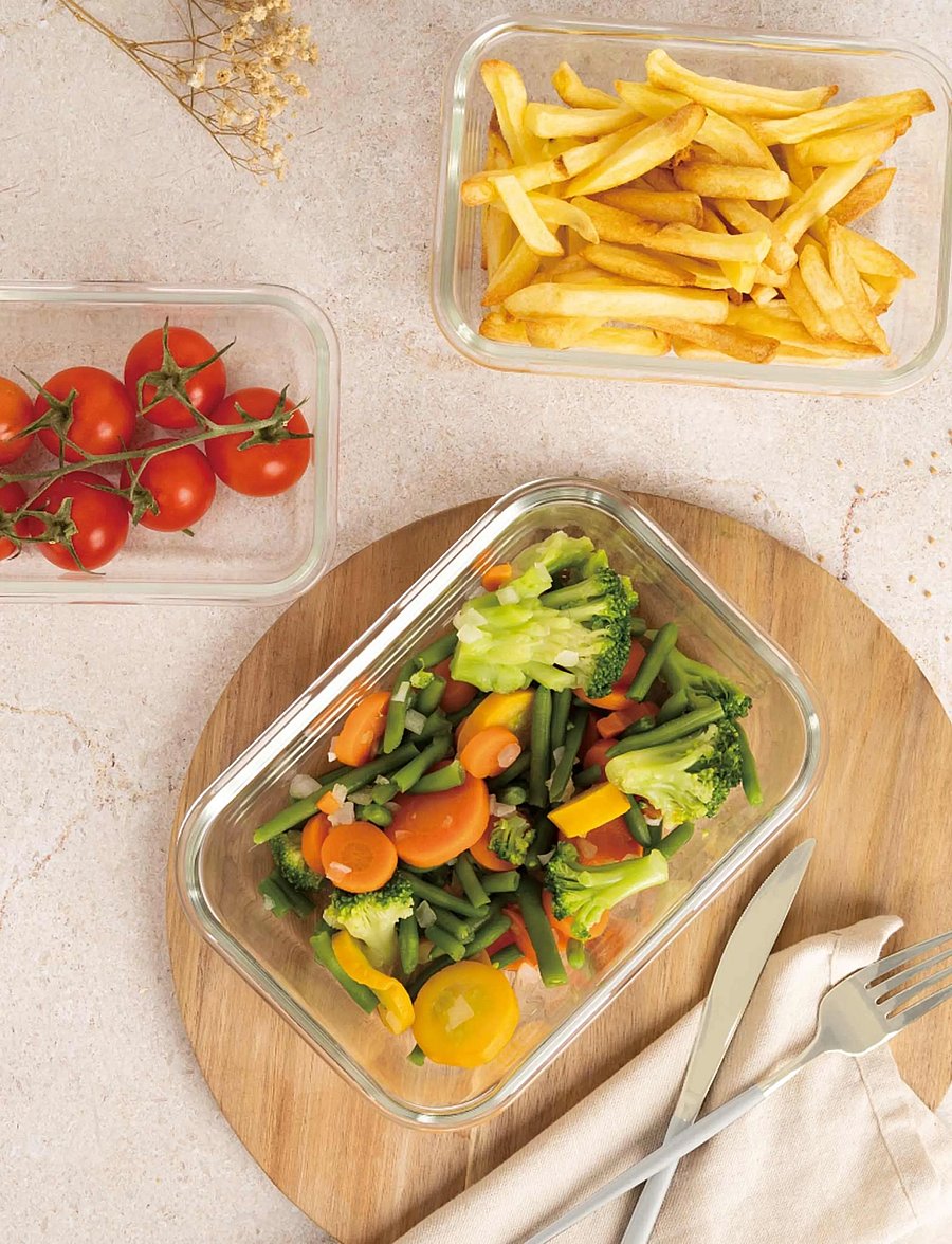 Berlingerhaus - 3 pcs glass food container set, cream - säilituspurgid - glass - 4