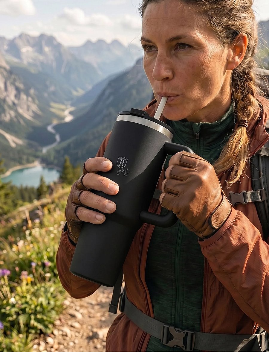 Berlingerhaus - Thermo mug, 1L, black - termostassid - black/silver - 0
