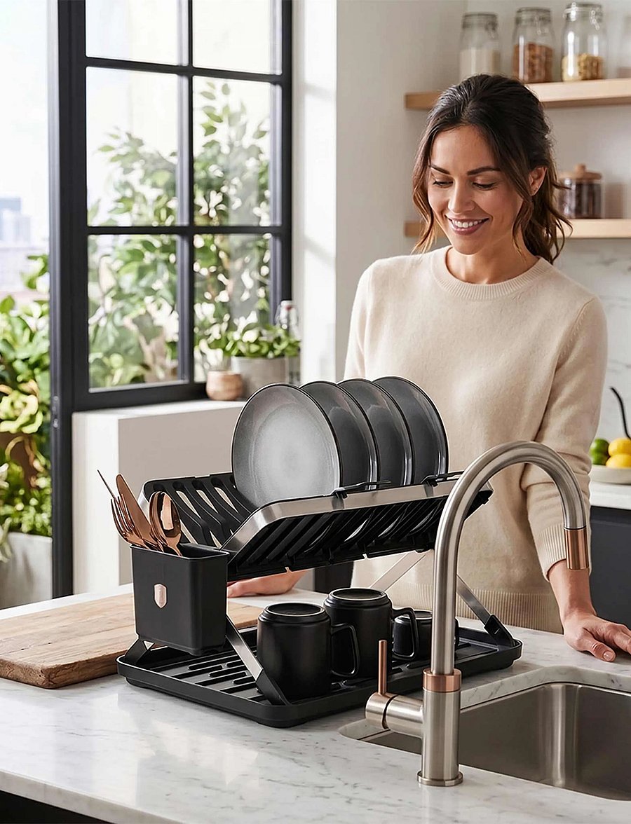 Berlingerhaus - Dish rack, black- rose gold - nõudekuivatusrestid - black rose collection - 4