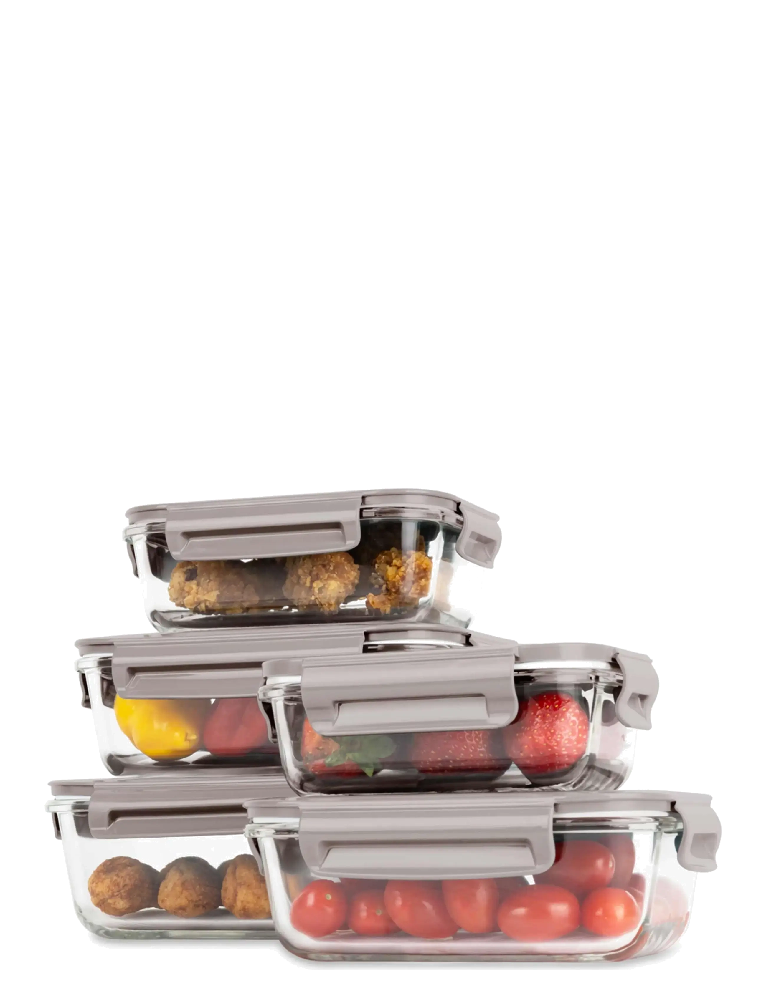 Berlingerhaus - 5 pcs glass food container set, taupe - säilituspurgid - taupe collection - 1