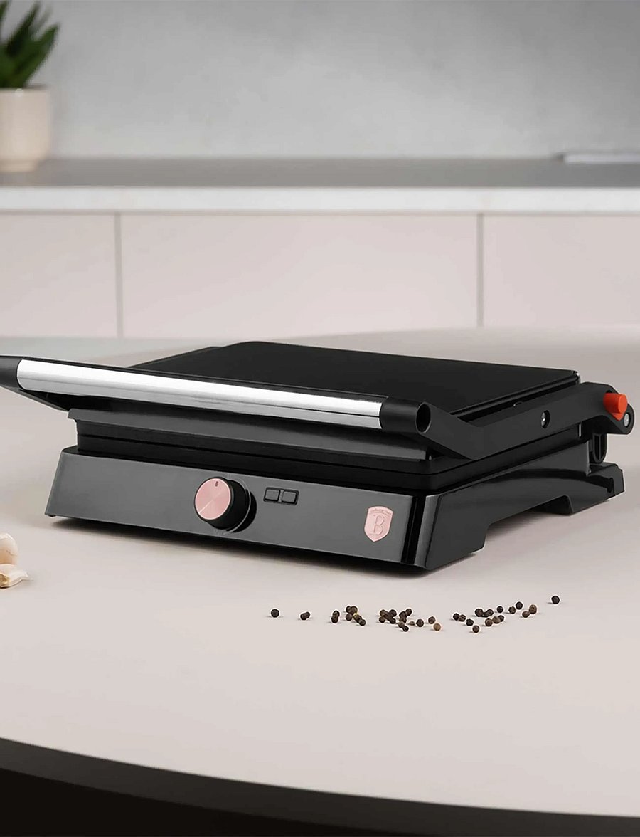 Berlingerhaus - Electric grill with oil drip pan, black- rose gold - köögitarvikud - black rose collection - 4