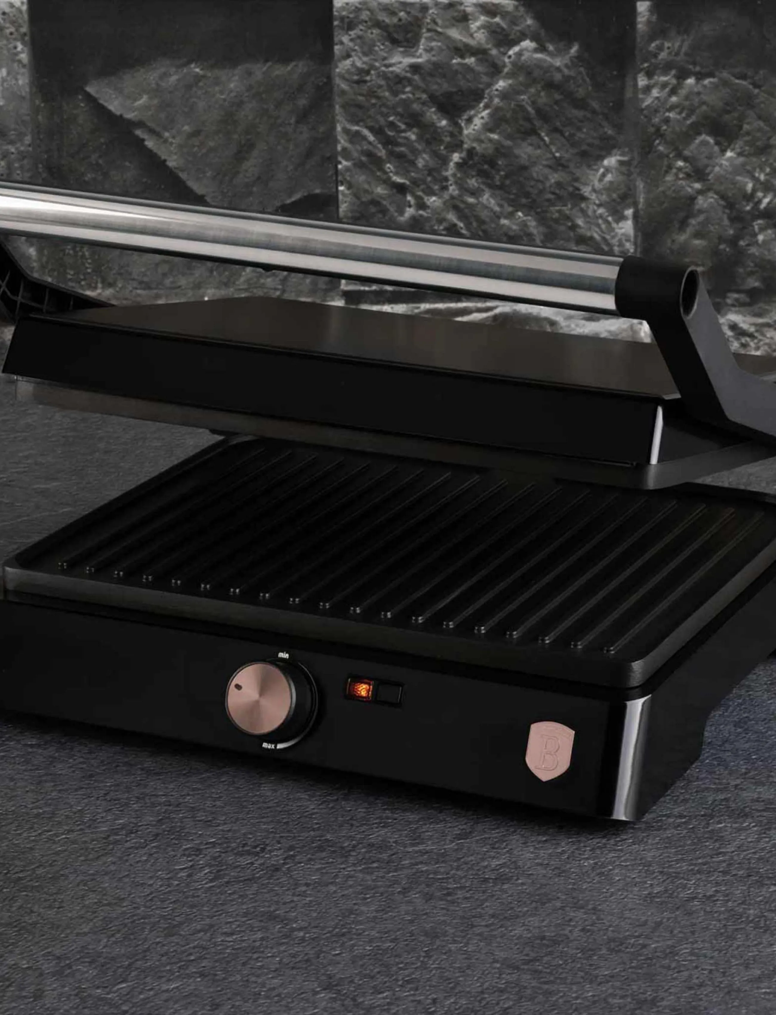 Berlingerhaus - Electric grill with oil drip pan, black- rose gold - bordgrill - black rose collection - 5