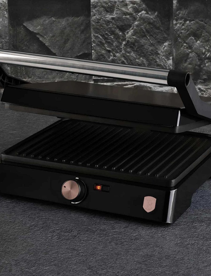 Berlingerhaus - Electric grill with oil drip pan, black- rose gold - köögitarvikud - black rose collection - 5