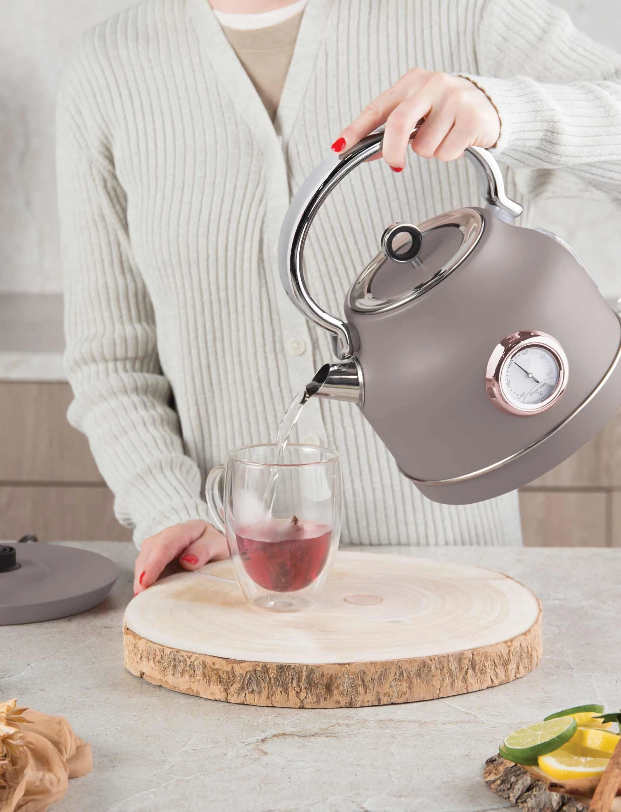 Berlingerhaus - Electric kettle with thermometer, matt taupe - kettles & water boilers - taupe collection - 4