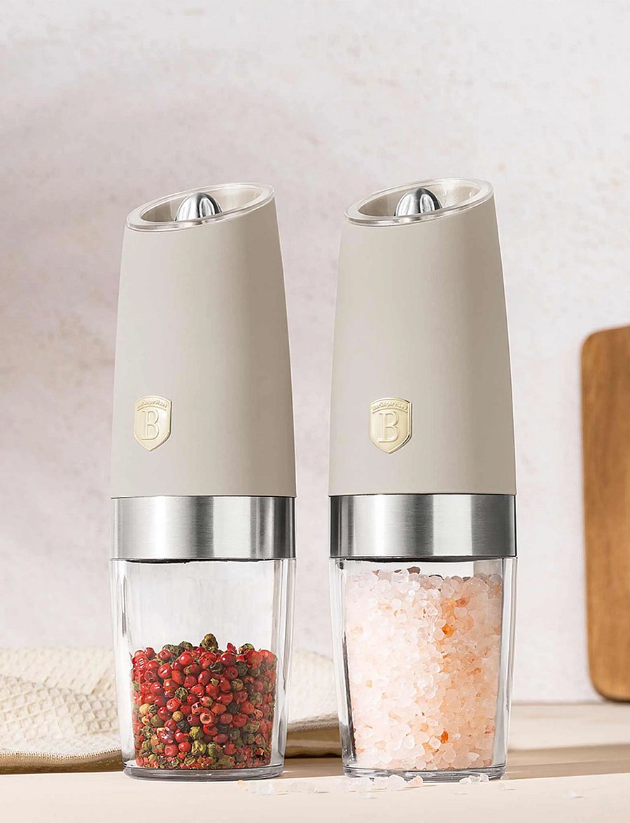 Berlingerhaus - Gravity pepper and salt mill, 2 pcs set, matt cream - soola- ja pipraveskid - matt cream - 2