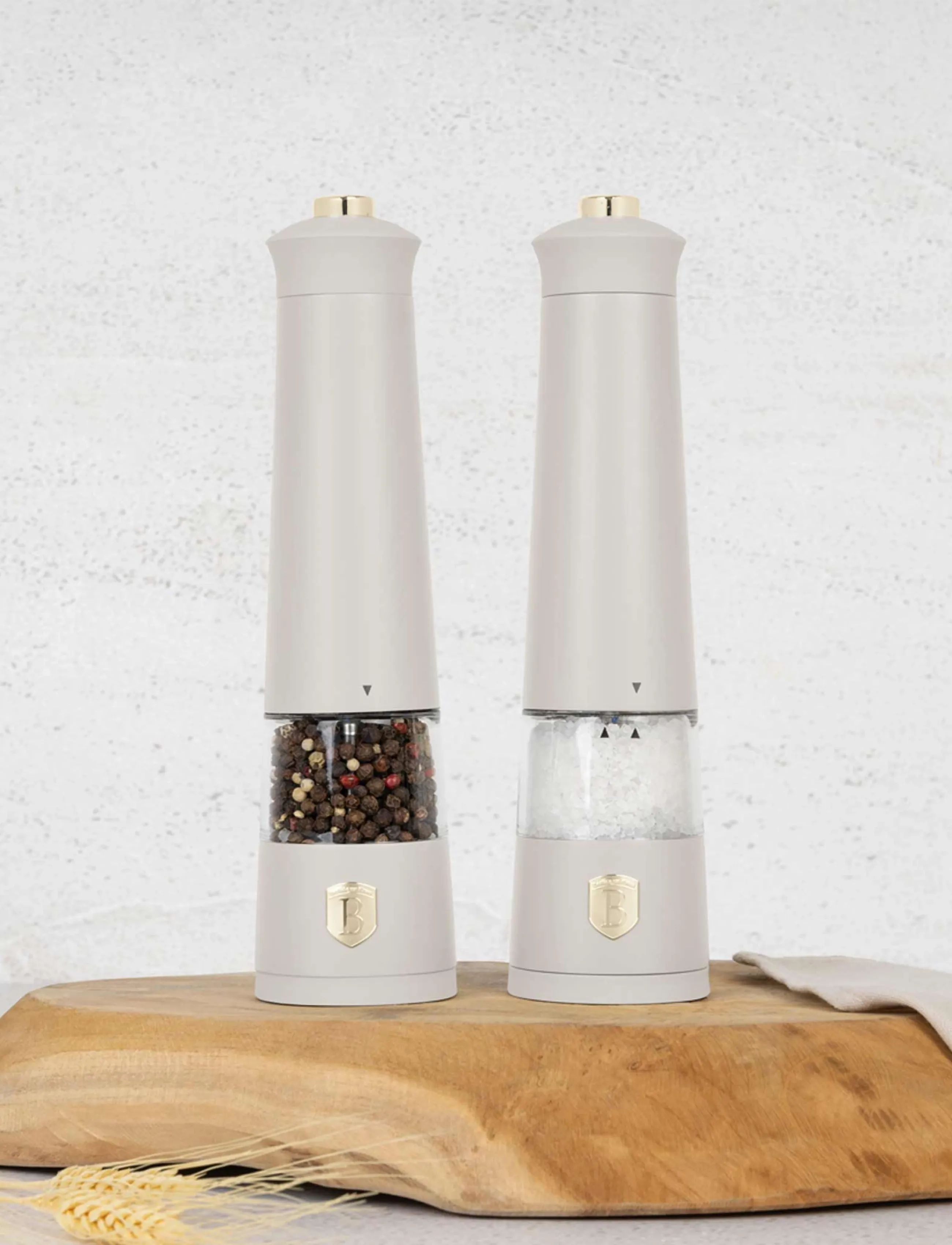 Berlingerhaus Electric Pepper And Salt Mill, 2 Pcs Set, Matt Cream, One Size, Grinders, Creme - Spice Homeware